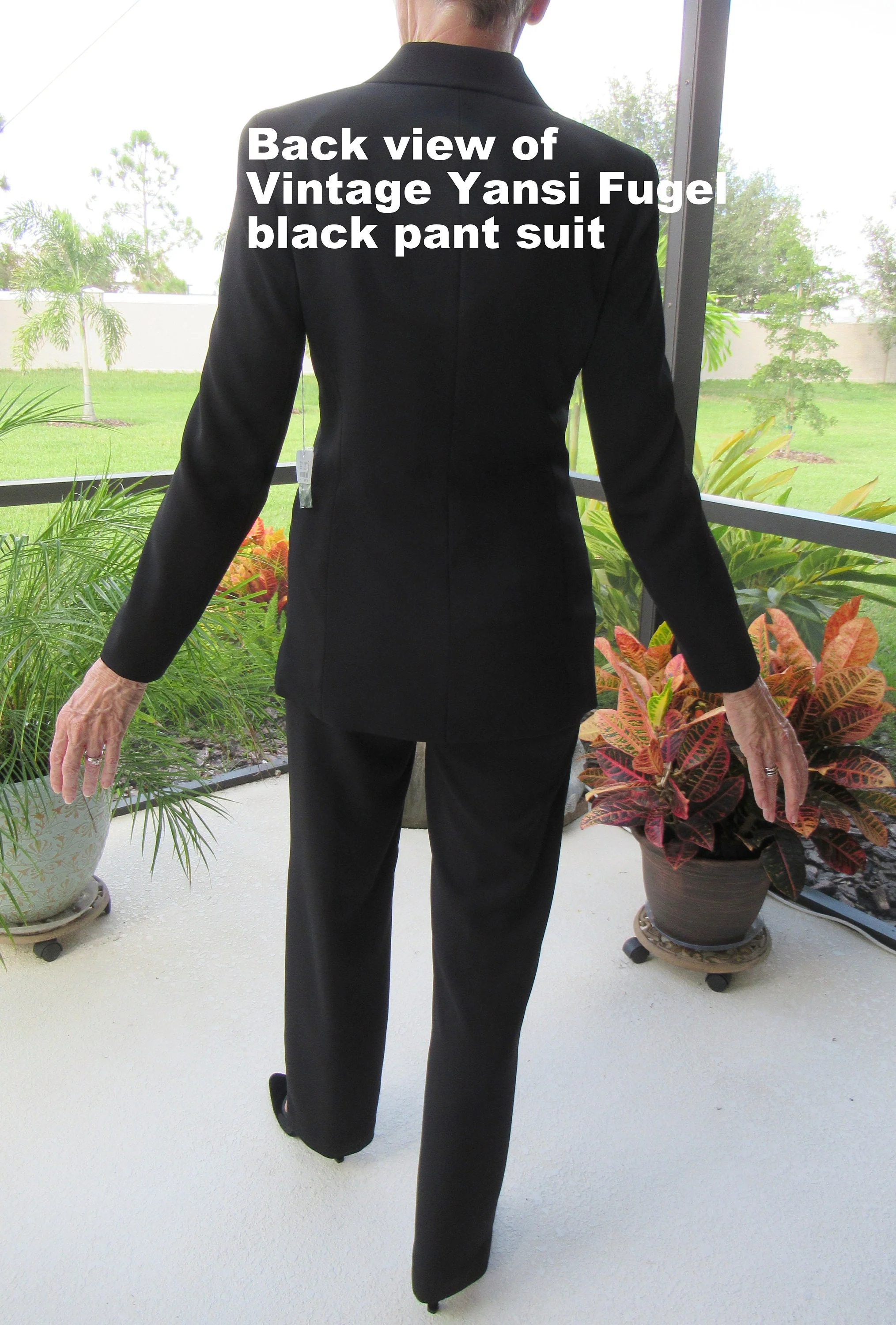 Pants Suit Yansi Fugel Black Button Front Jacket Zip Front 2 Pants Bonus Scarf Vintage Set by Yansi Fugel - Image 10