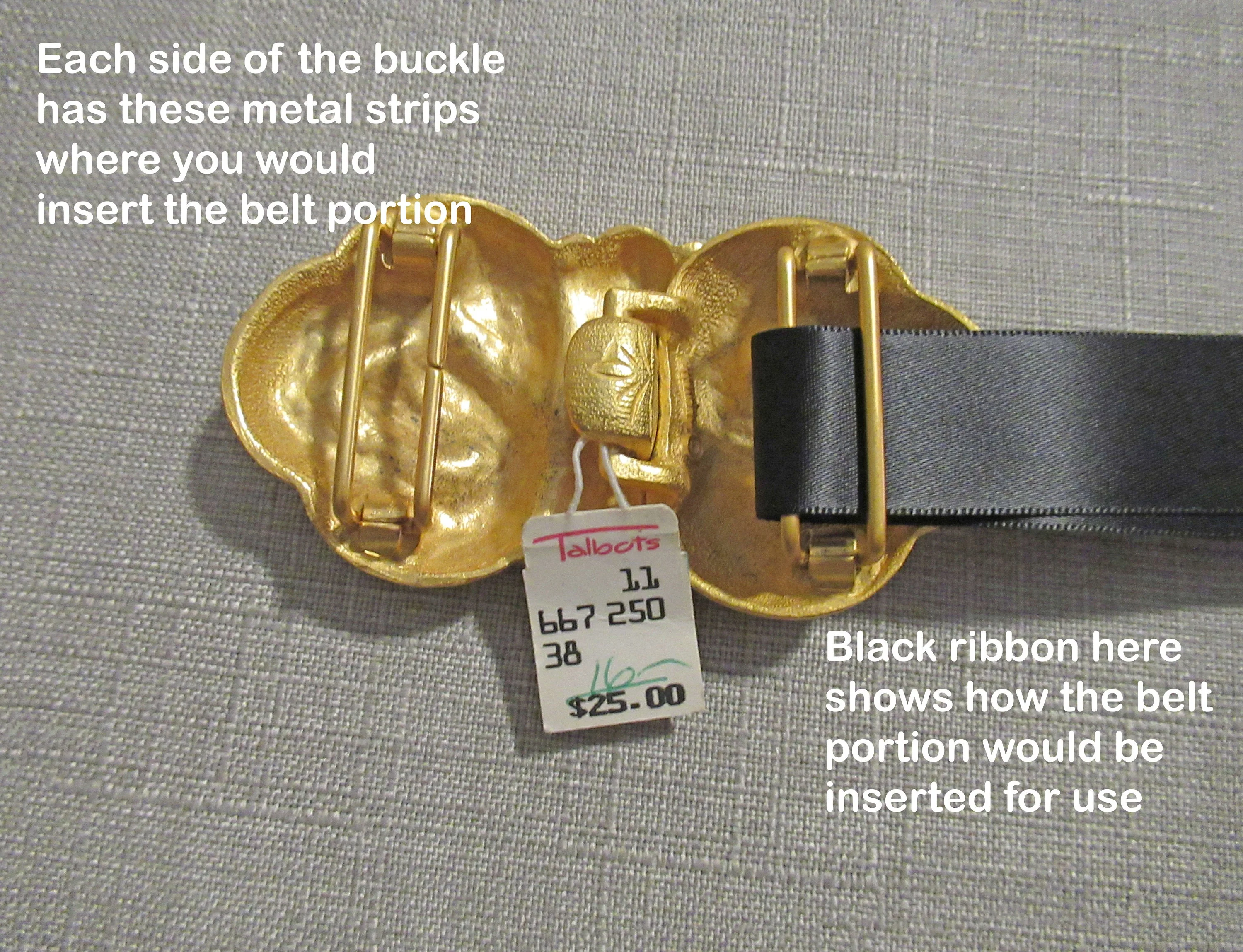 Paquette Removable Belt Buckle Never Worn Gold Tone Metal Double Clasp Design, for Detachable Belts, Has Talbots Paper Hang Tag, Vtg - Image 3