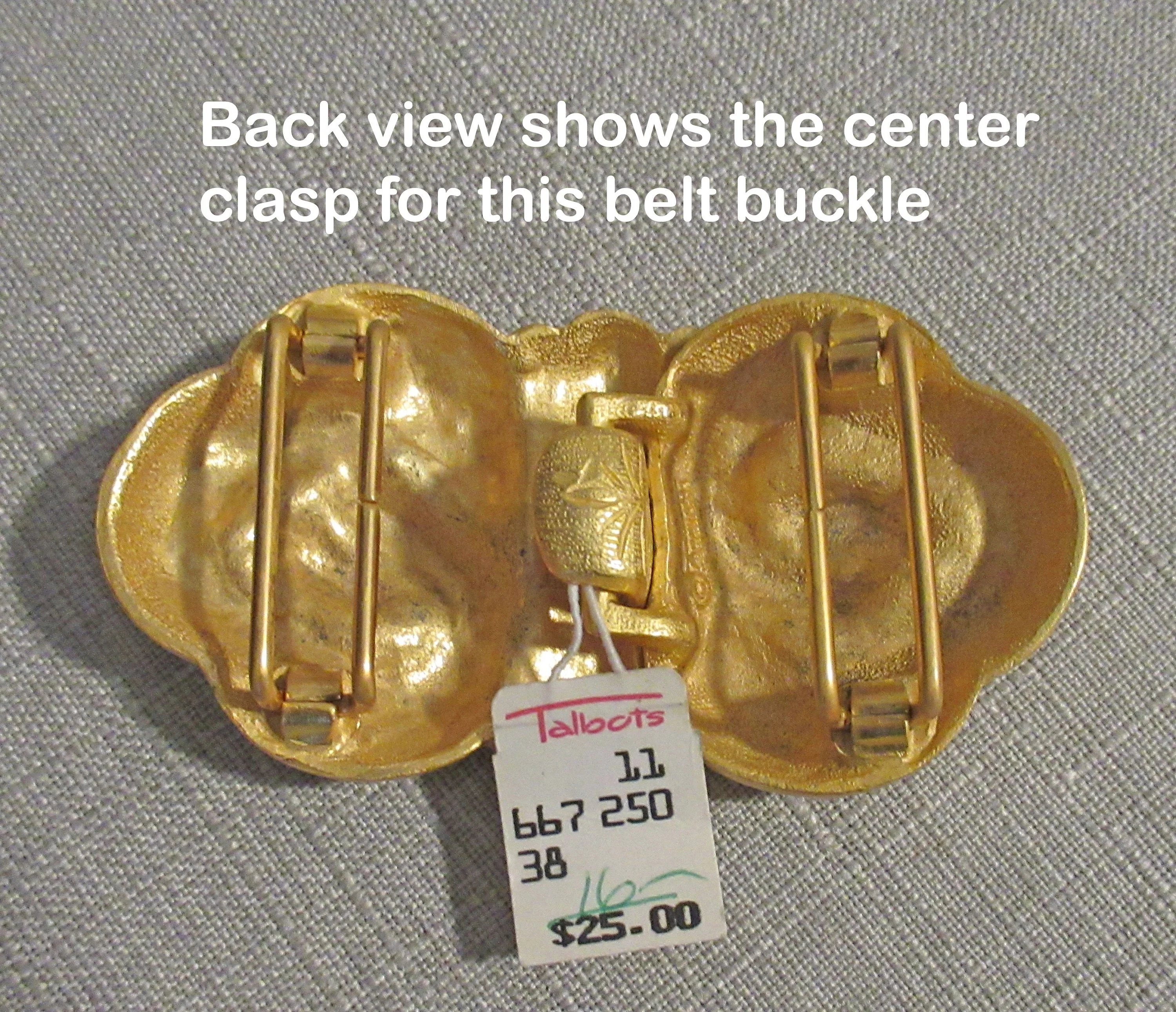 Paquette Removable Belt Buckle Never Worn Gold Tone Metal Double Clasp Design, for Detachable Belts, Has Talbots Paper Hang Tag, Vtg - Image 4