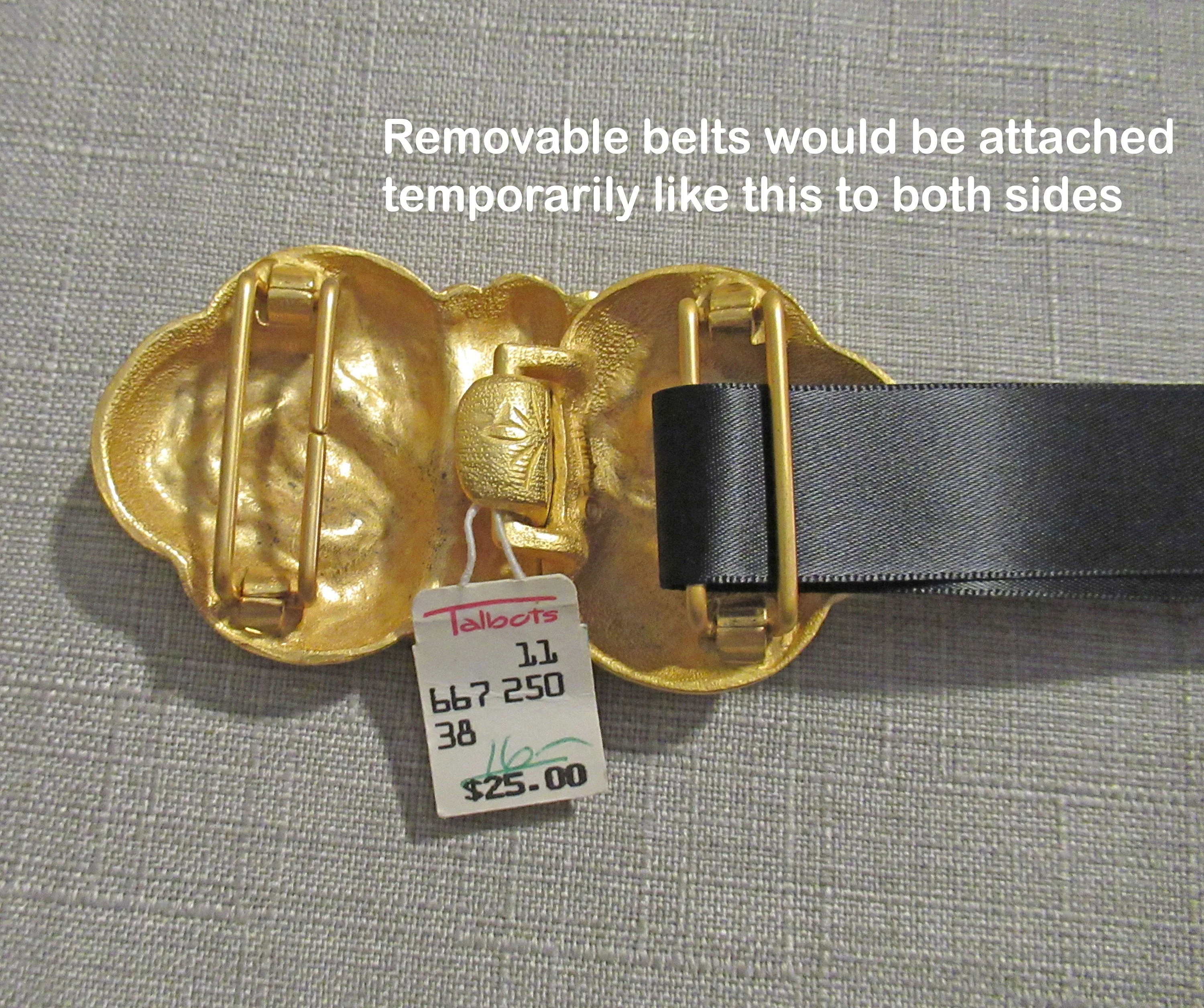 Paquette Removable Belt Buckle Never Worn Gold Tone Metal Double Clasp Design, for Detachable Belts, Has Talbots Paper Hang Tag, Vtg - Image 8