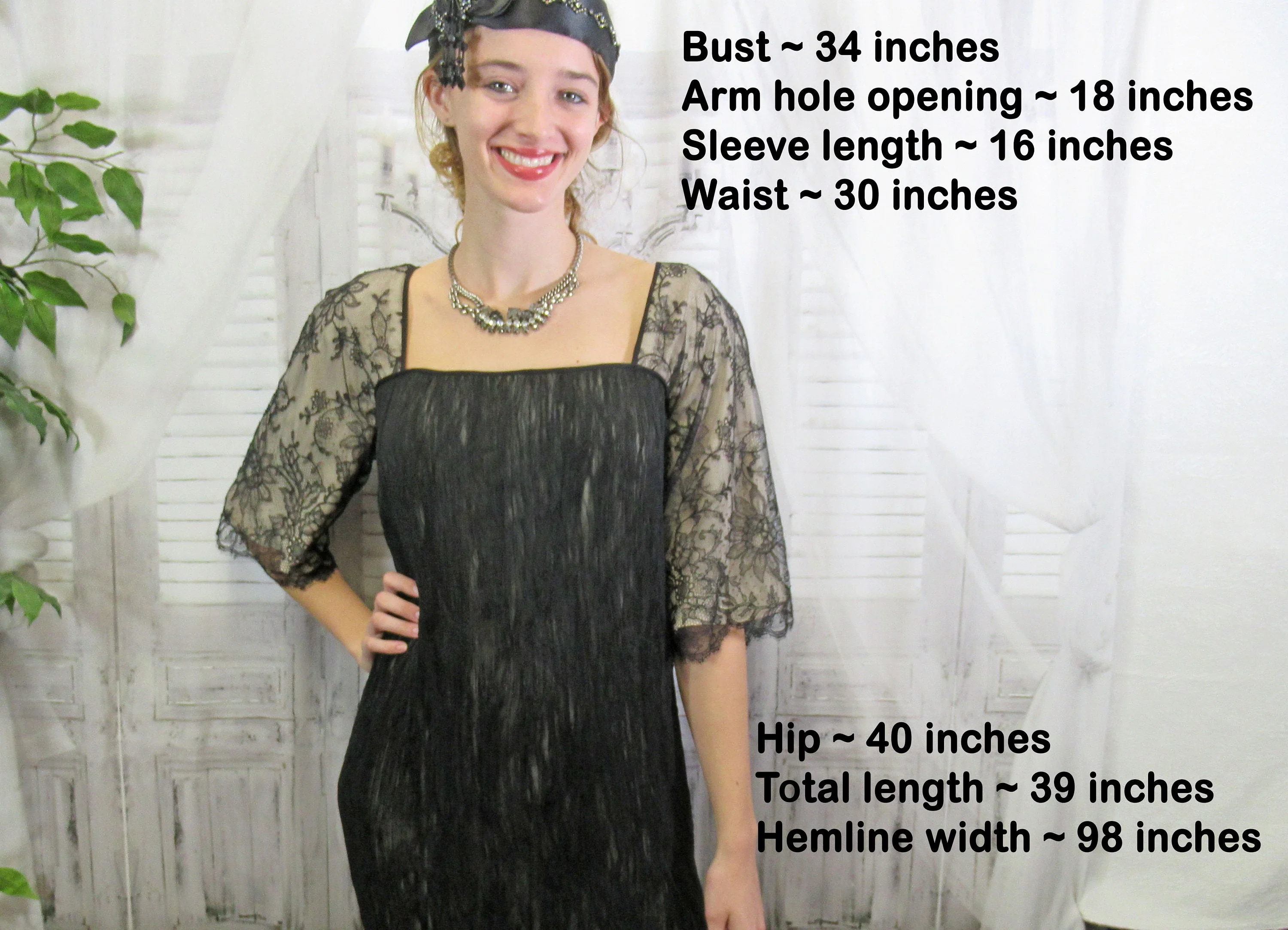Party Dress Carol Peretz Black French Lace and Micro Pleats Beige Lined Lace Square Neck Back Zip Swarovski Buttons by Carol Peretz - Image 5