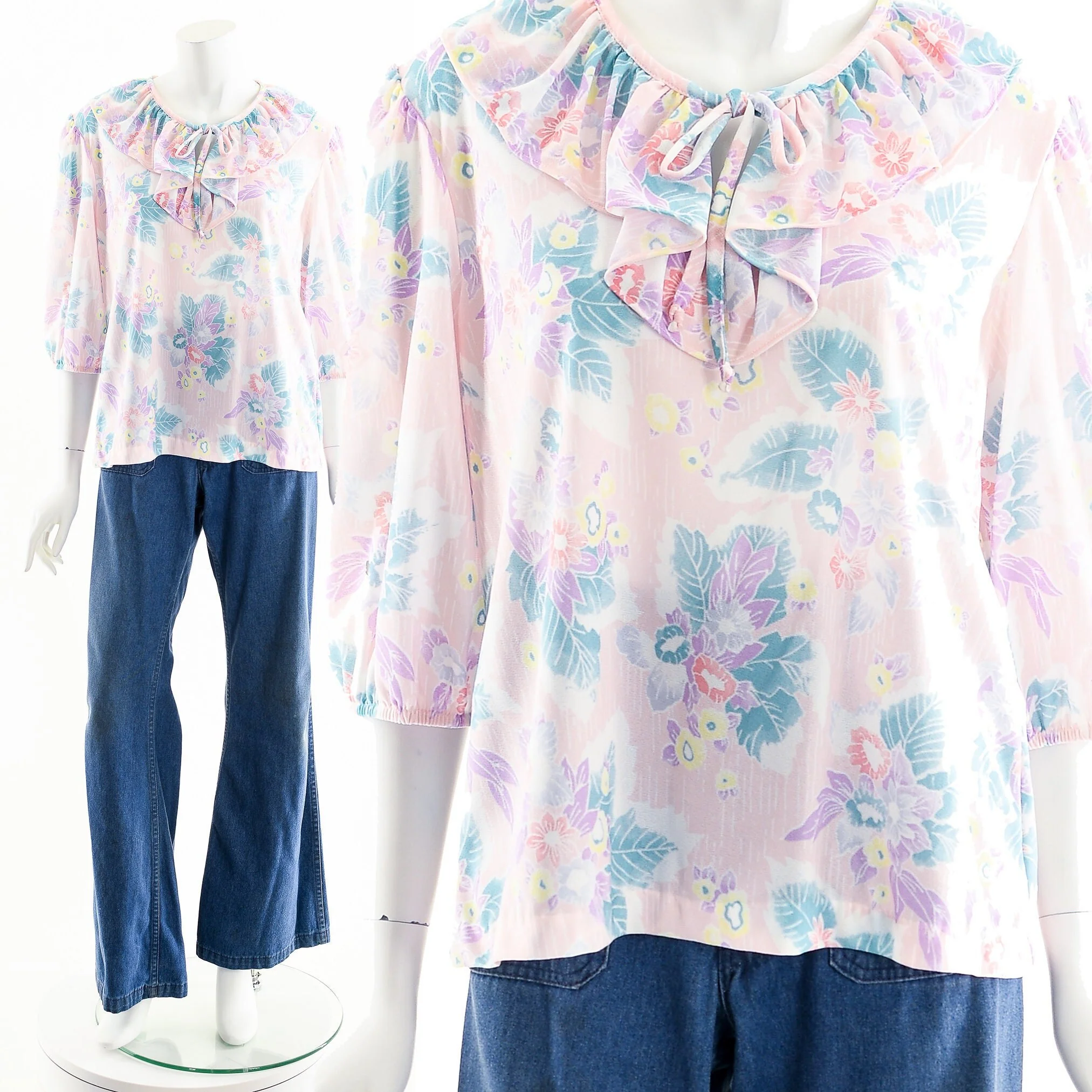 Pastel Floral Ruffle Blouse - Image 2