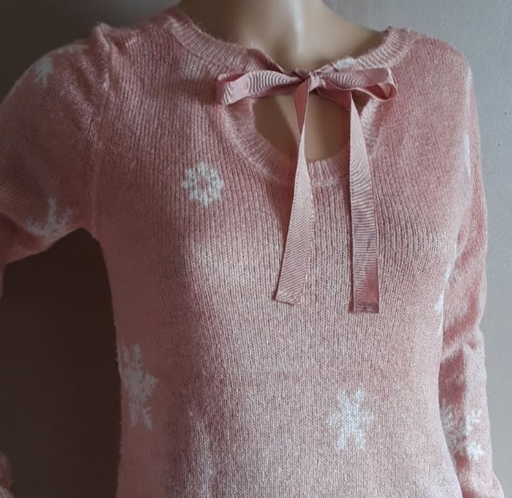Pastel Pink White Snowflake Sweater by Lc Lauren Conrad - Image 3