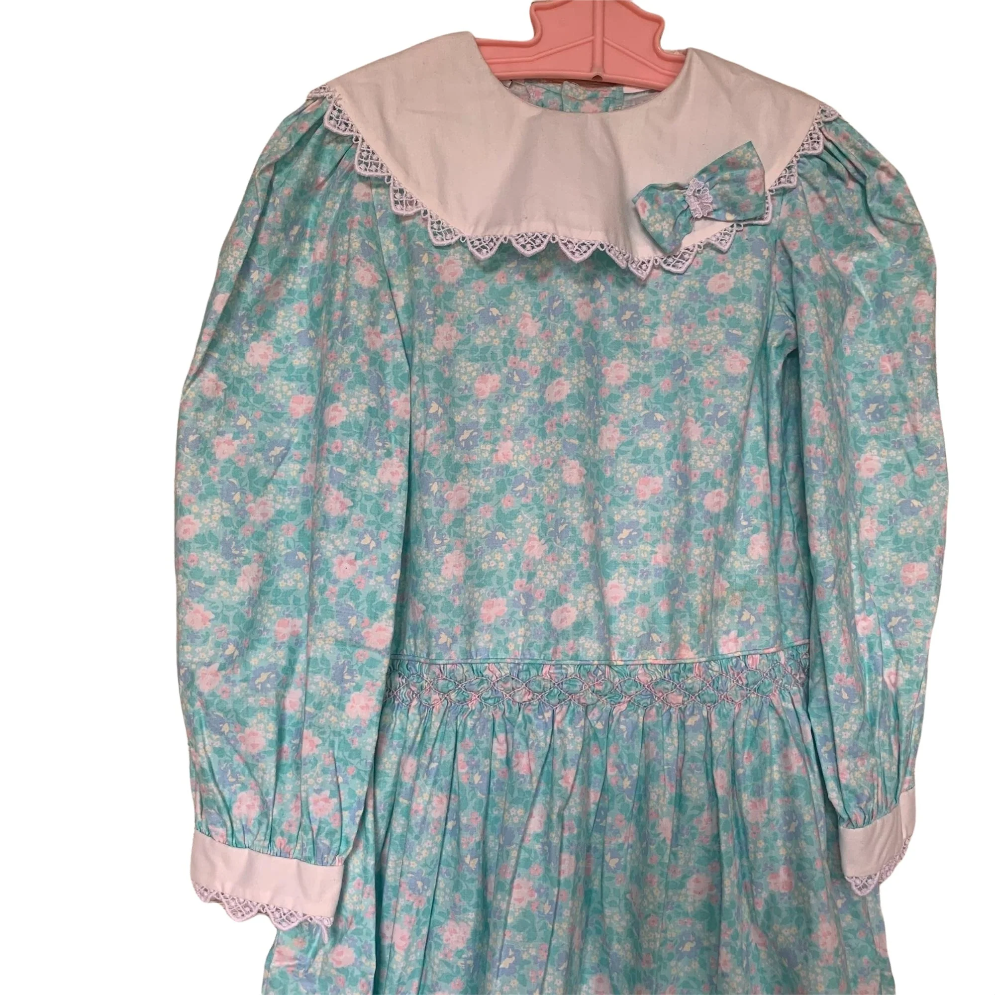 Pastel Smocked Floral Pastel Dress By Polly Flinders - Image 7