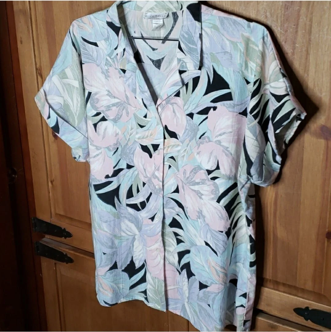 Pastel Tropical Flowers Button Up Shirt  by Giovelli - Image 10