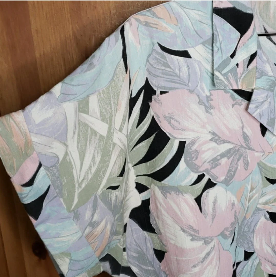 Pastel Tropical Flowers Button Up Shirt  by Giovelli - Image 4
