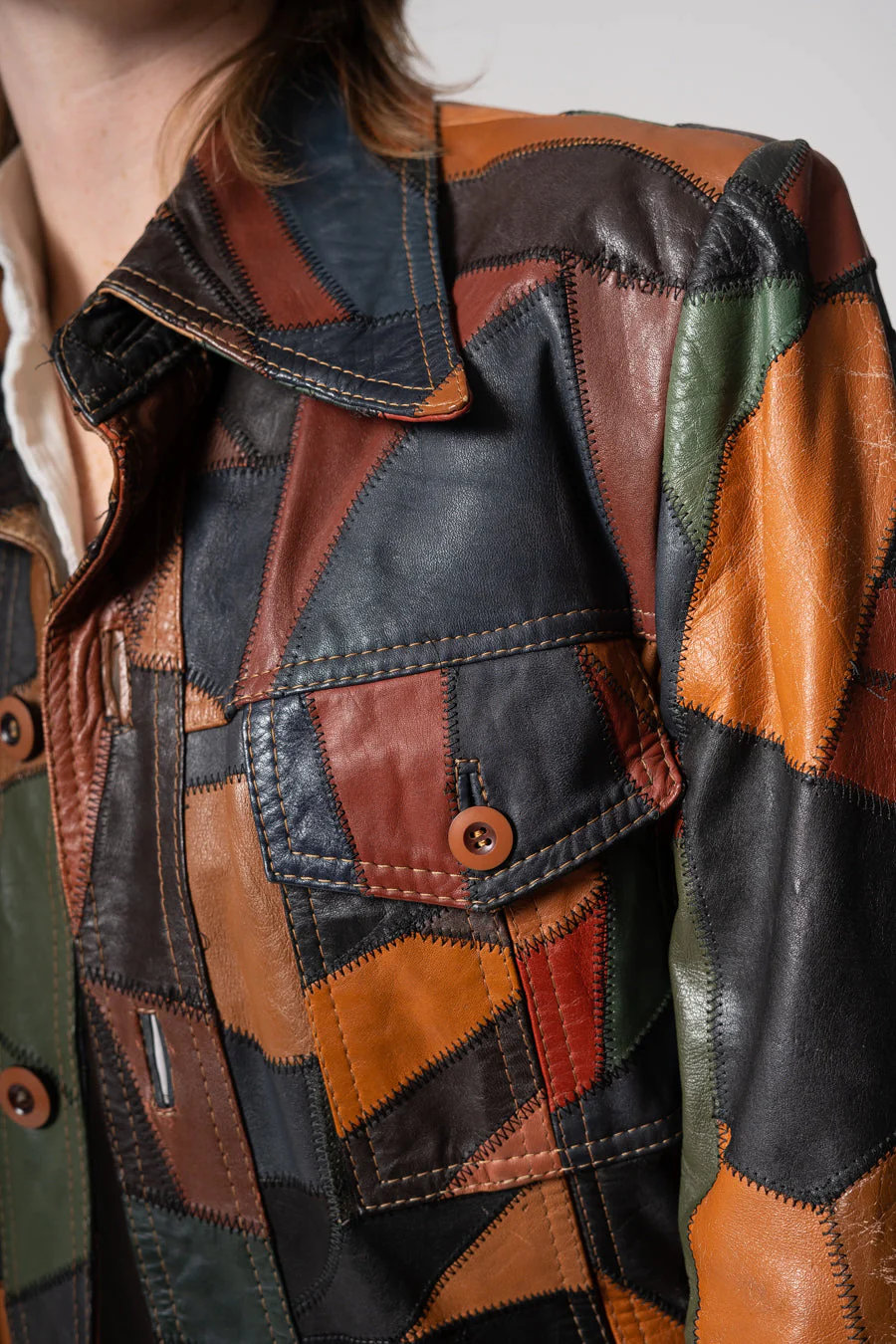 Patchwork Leather Jacket by Hides at Alexanders - Image 14