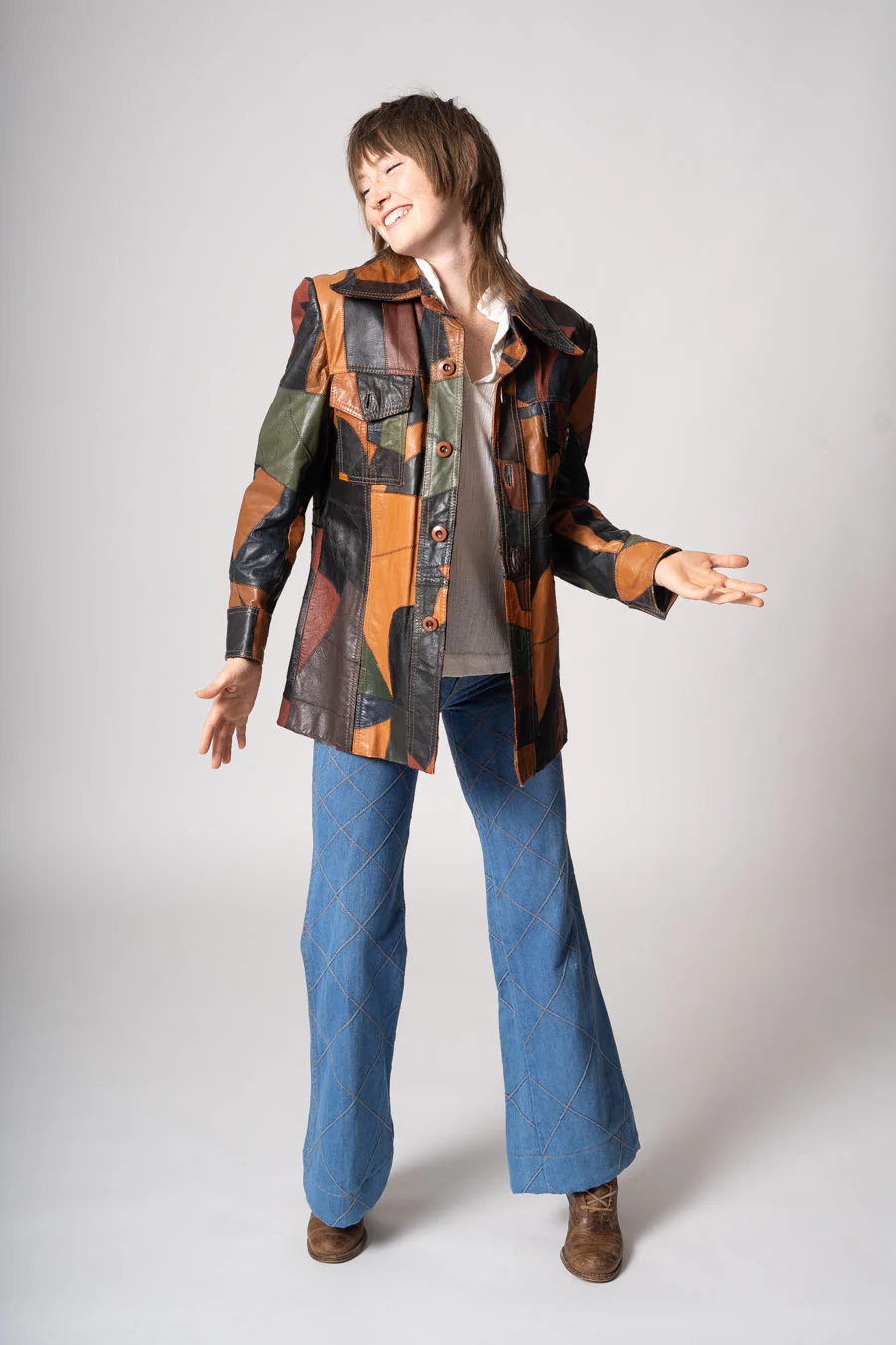 Patchwork Leather Jacket by Hides at Alexanders - Image 4
