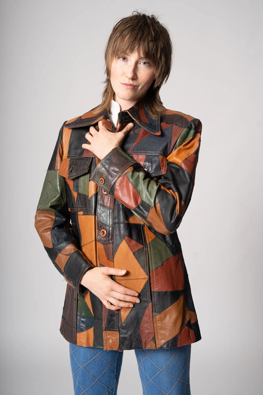 Patchwork Leather Jacket by Hides at Alexanders - Image 6