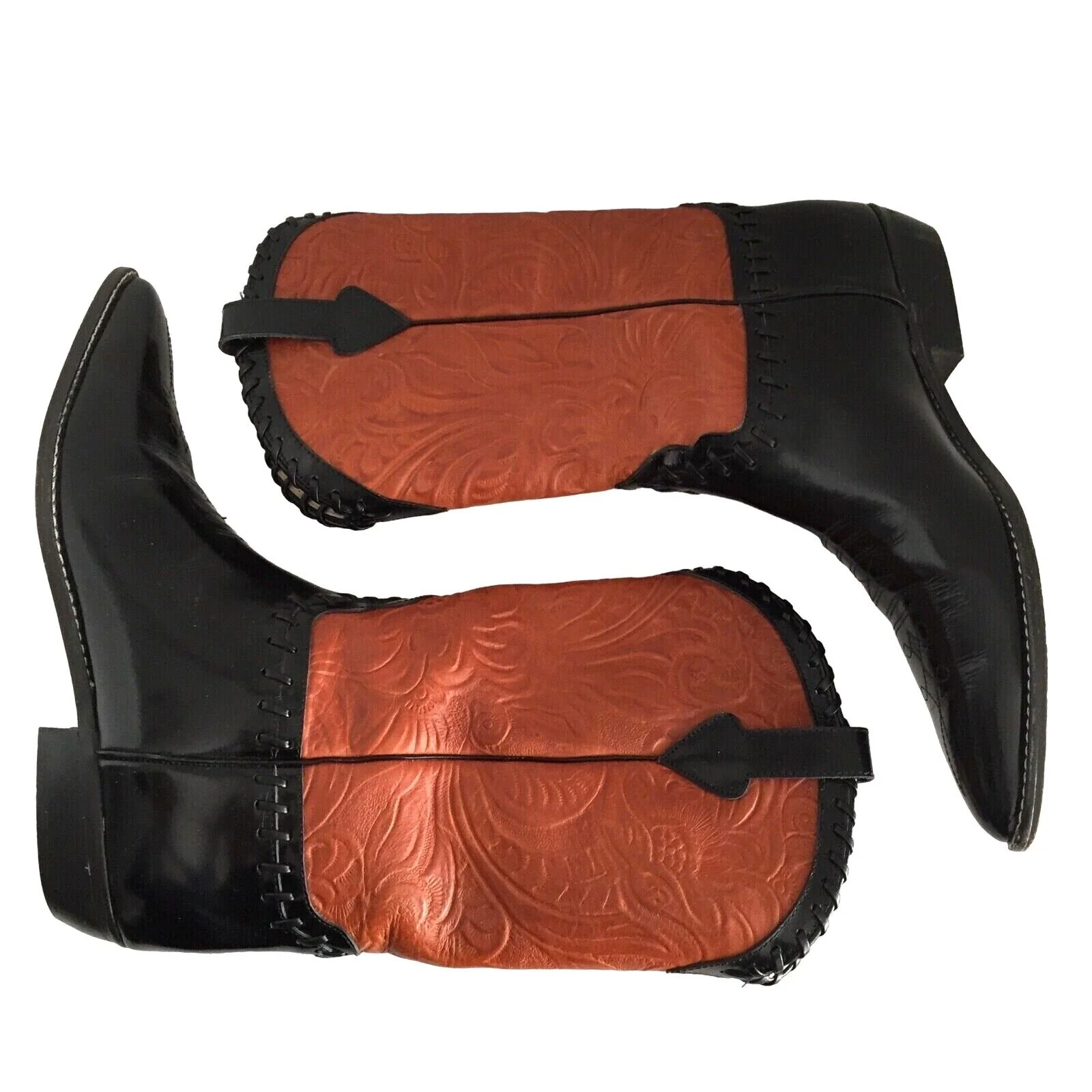 Patent Leather Western Cowboy Boots 9. 5 Italy Embossed Pointed by Donald J Pliner - Image 11