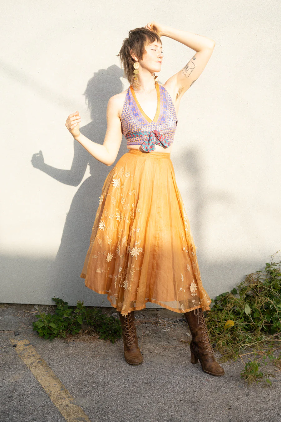Peach Blossom Organza Skirt - Image 7