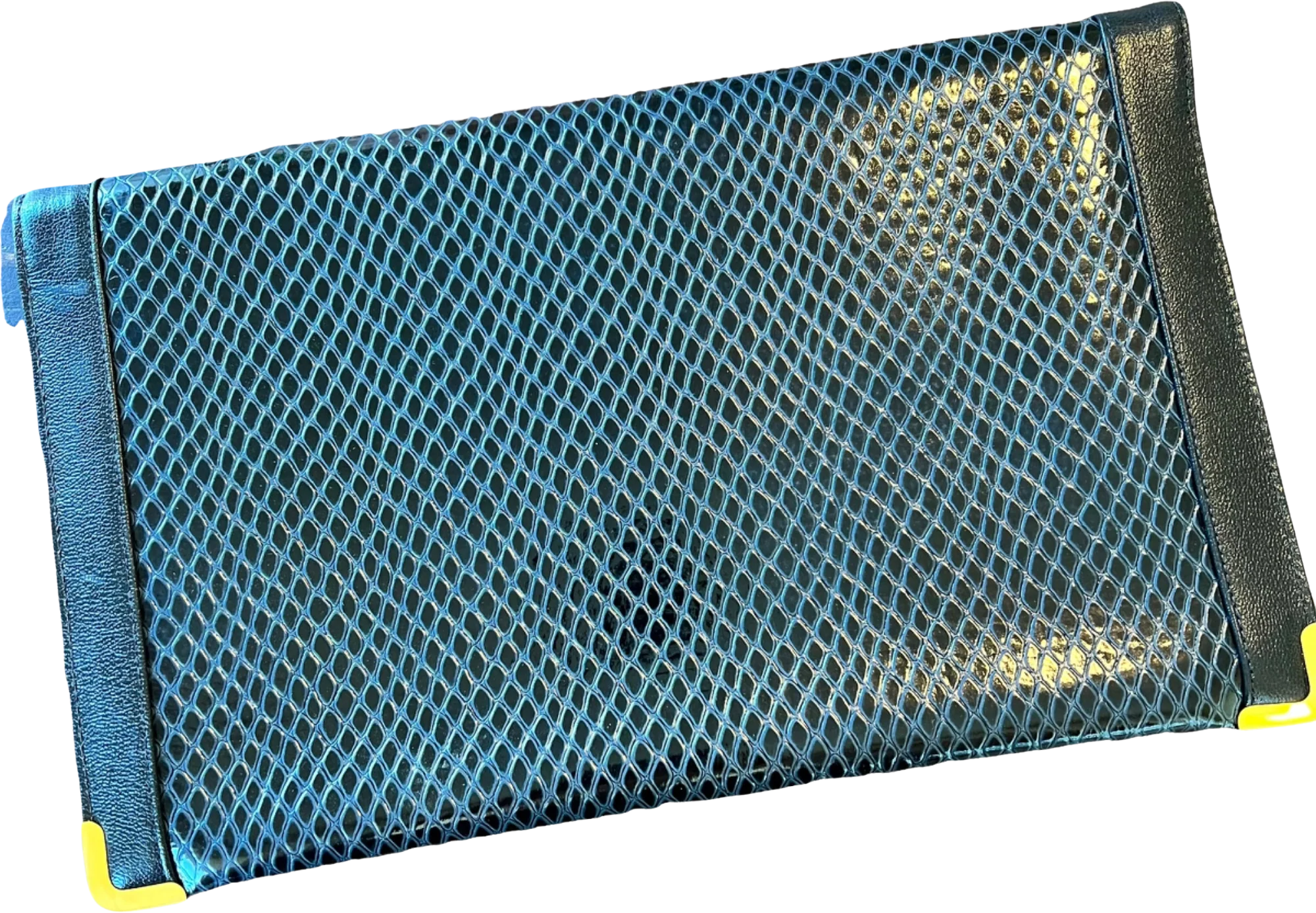 Pebbled Leather Navy Gold Hardware Envelope Clutch By Koret - Image 2