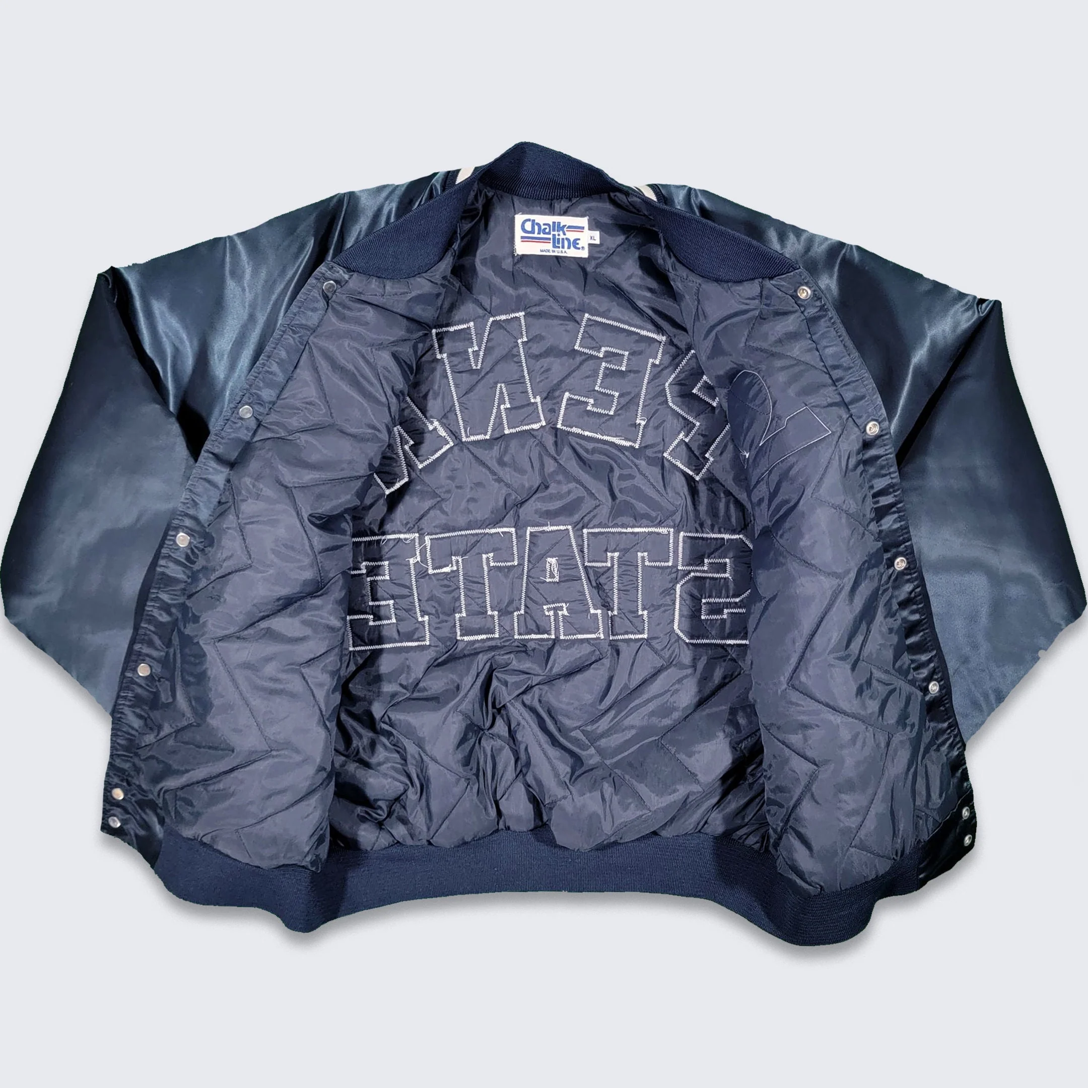 Penn State Nitty Lions Vintage 80s Chalk Line Satin Bomber Jacket College University Football Blue Coat Xl by Chalk Line - Image 2