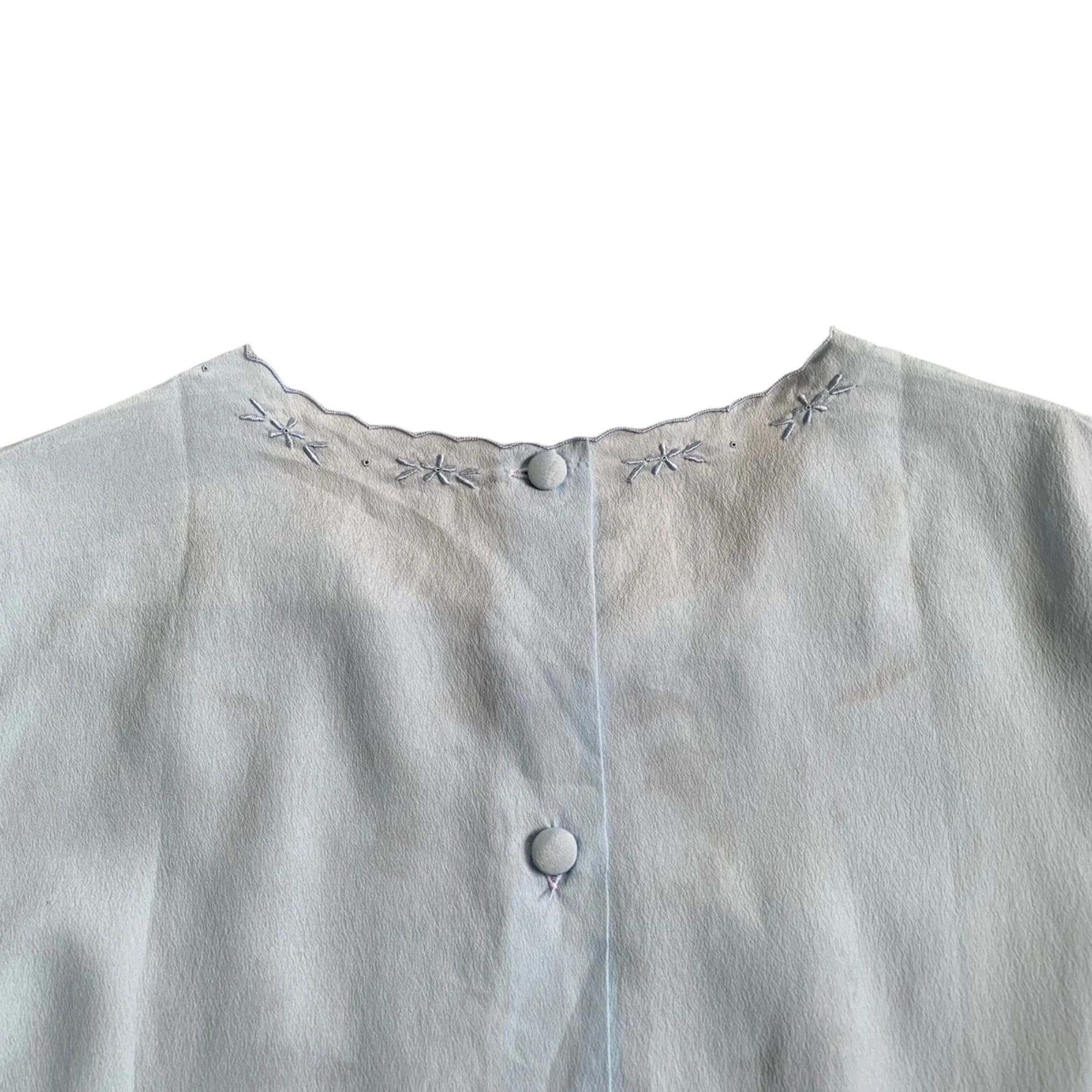 Peony Hand Embroidered Floral Eyelet Silk Shirt - Image 4
