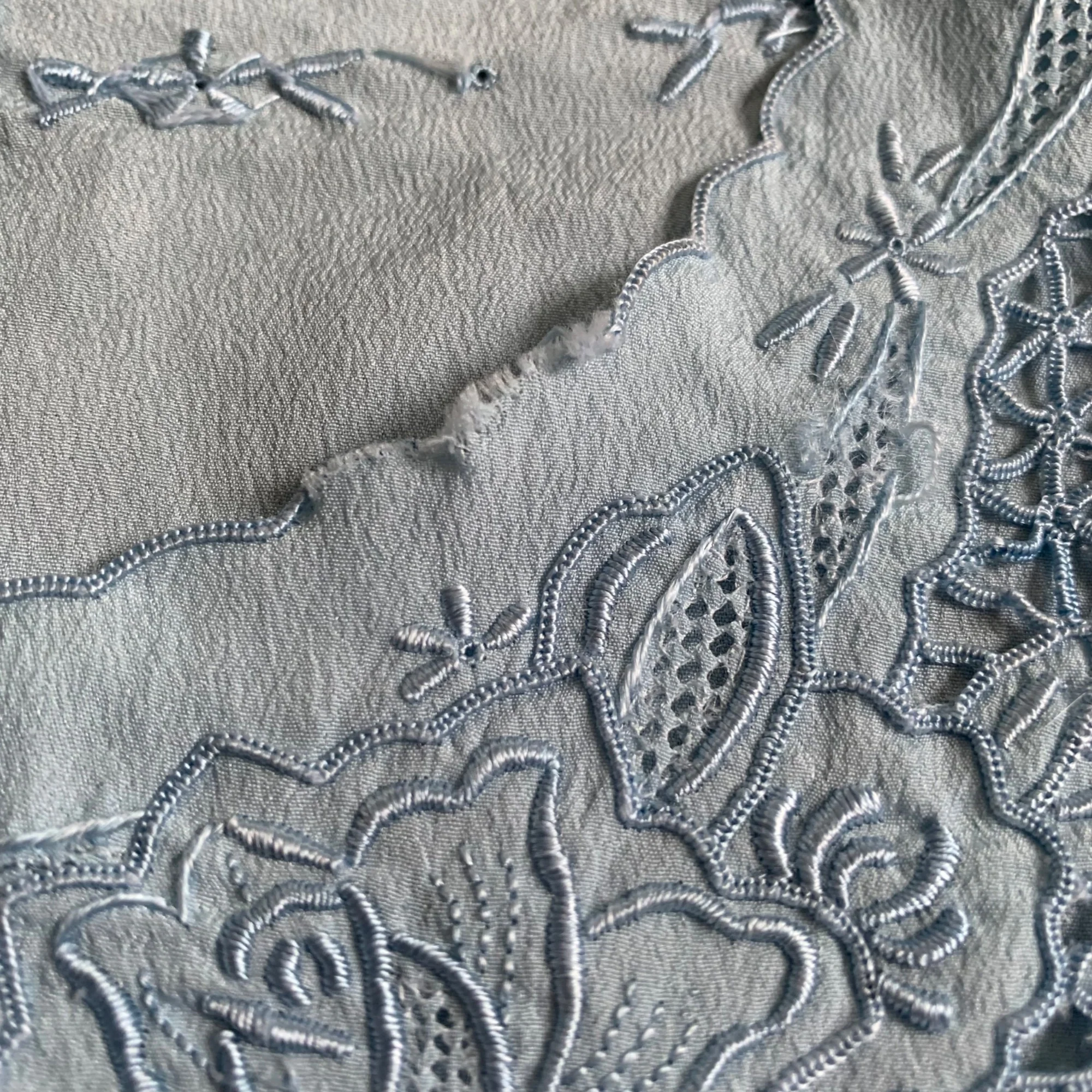 Peony Hand Embroidered Floral Eyelet Silk Shirt - Image 7