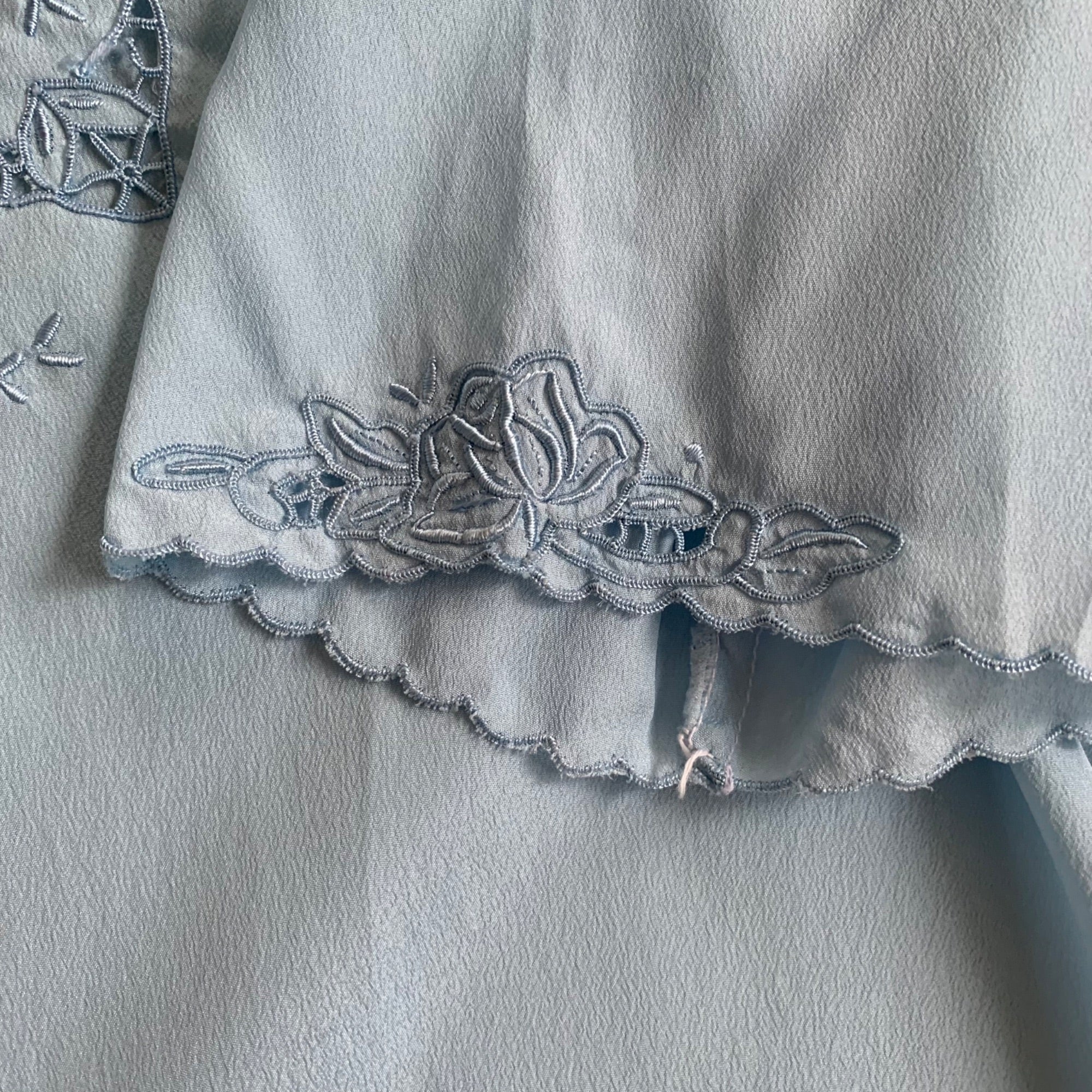 Peony Hand Embroidered Floral Eyelet Silk Shirt - Image 9