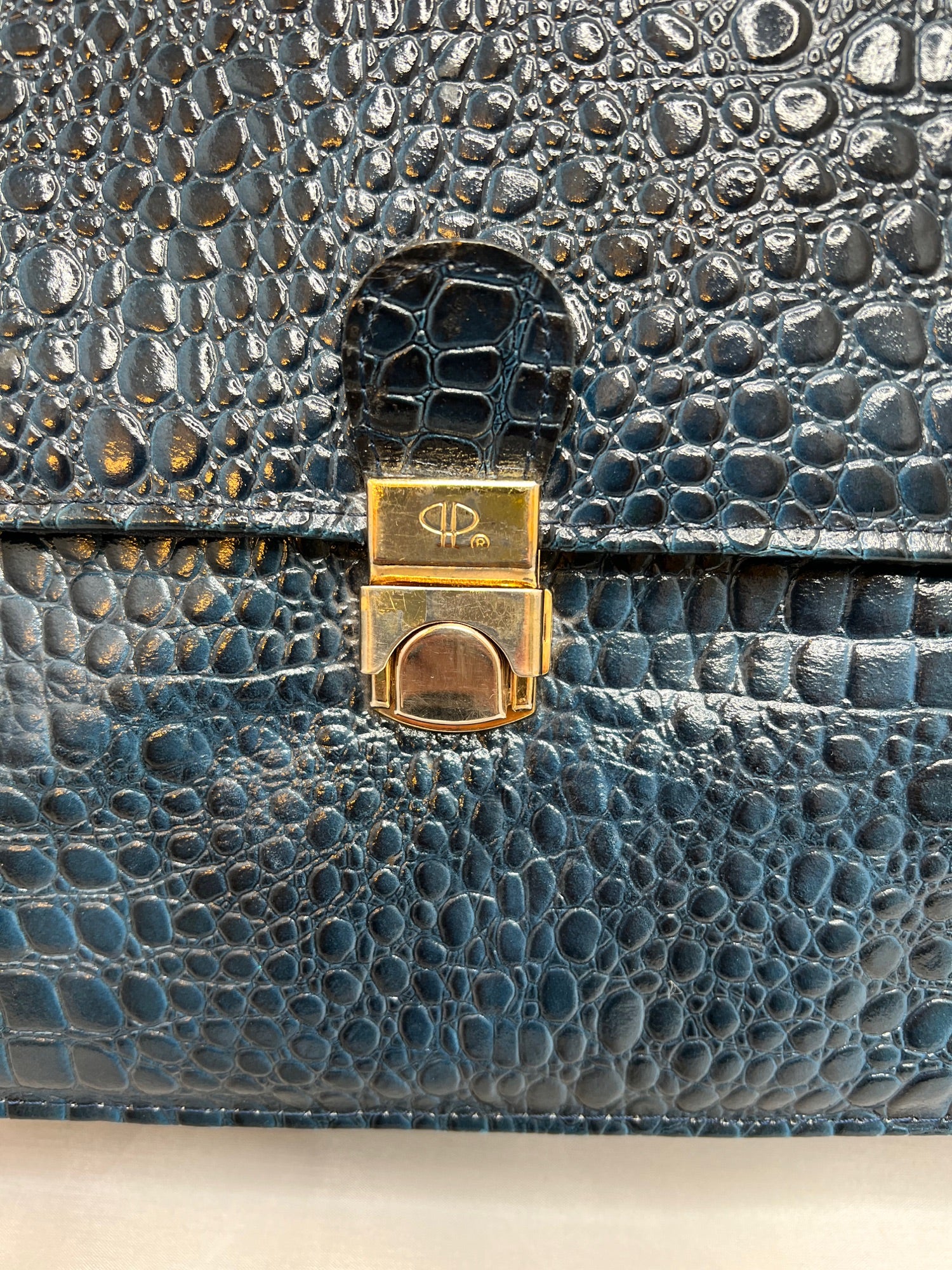 Pepe Paris Womens Vintage Leather Briefcase Bag Top Handle Navy by Pepe Paris - Image 11
