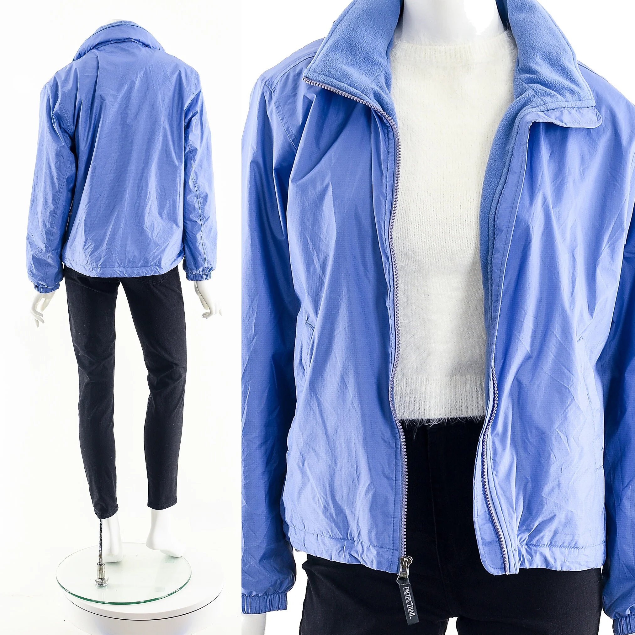 Periwinkle Blue Hiking Jacket Soft Fleece Sherpa Coat by Pacific Trail - Image 2