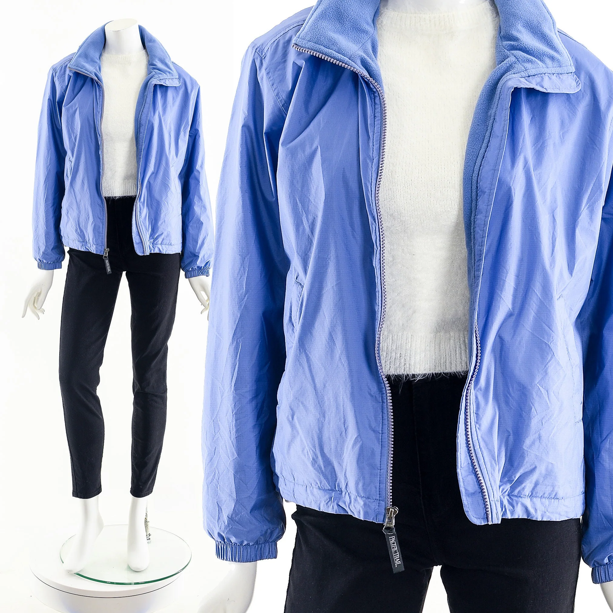 Periwinkle Blue Hiking Jacket Soft Fleece Sherpa Coat by Pacific Trail - Image 4
