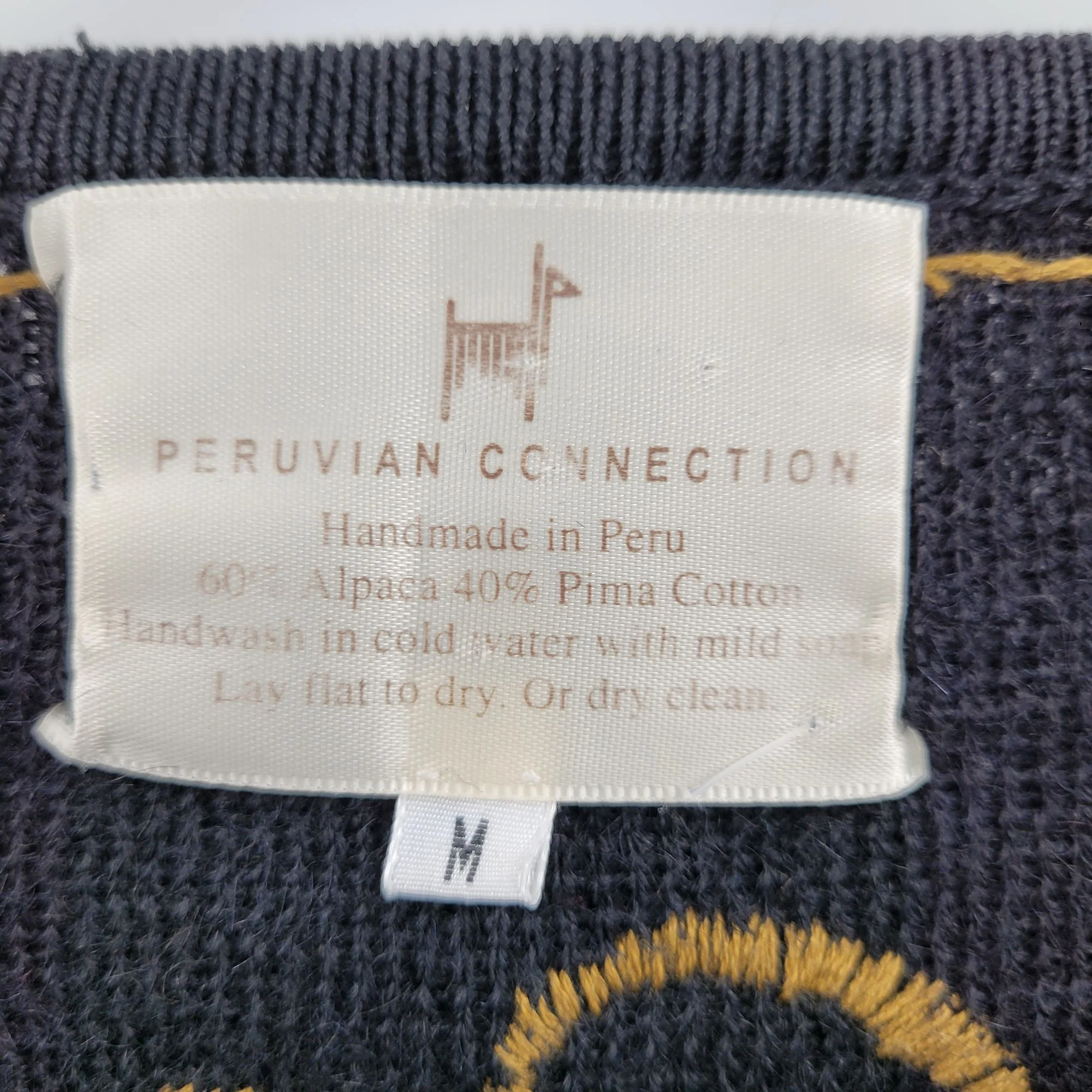 Peruvian Connection Cardigan Embroidered Cropped Artsy Matador Bolero Black M by Peruvian Connection - Image 3