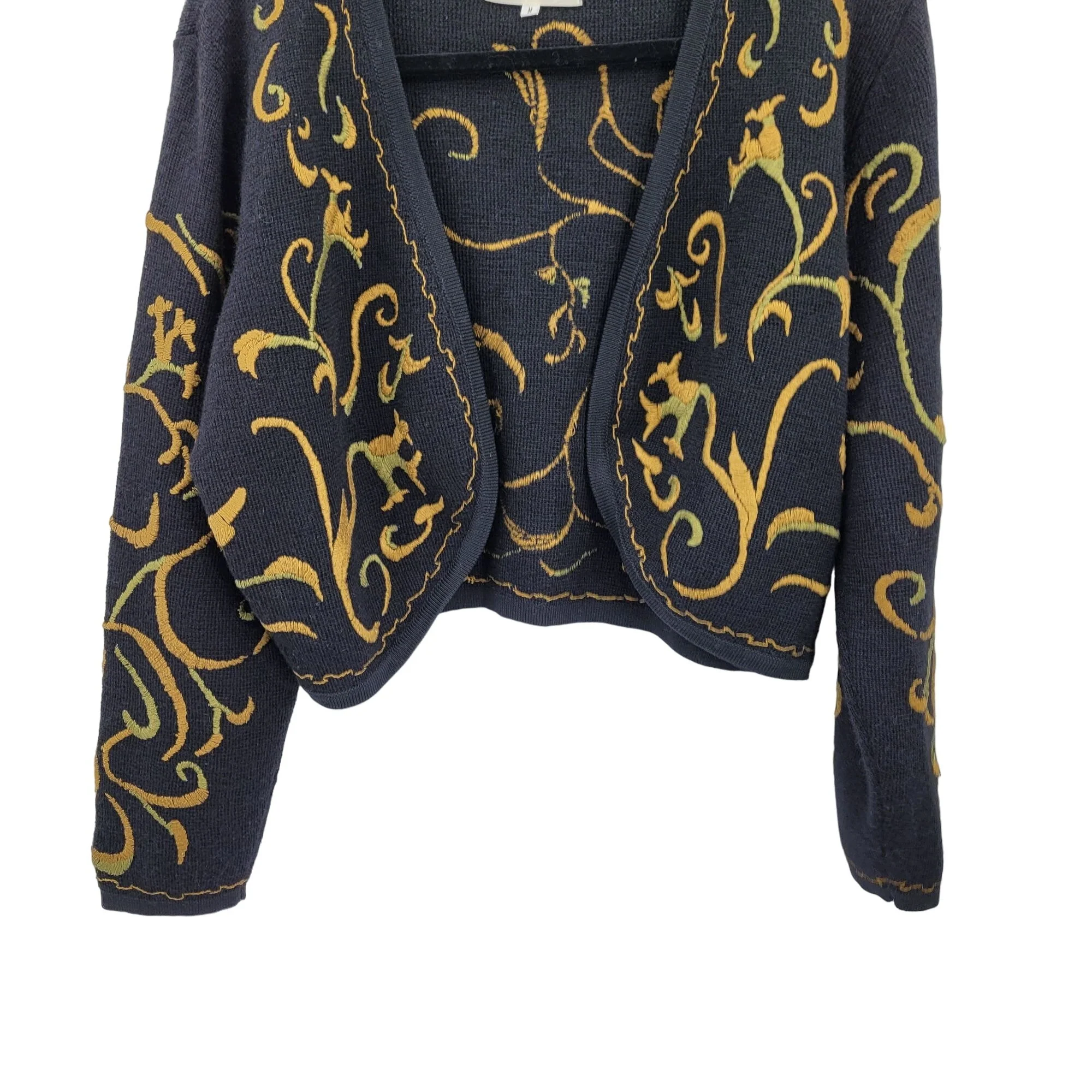 Peruvian Connection Cardigan Embroidered Cropped Artsy Matador Bolero Black M by Peruvian Connection - Image 6