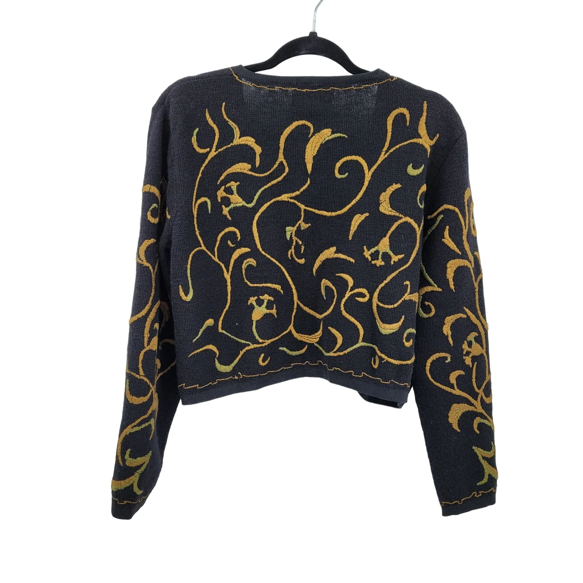 Peruvian Connection Cardigan Embroidered Cropped Artsy Matador Bolero Black M by Peruvian Connection - Image 7