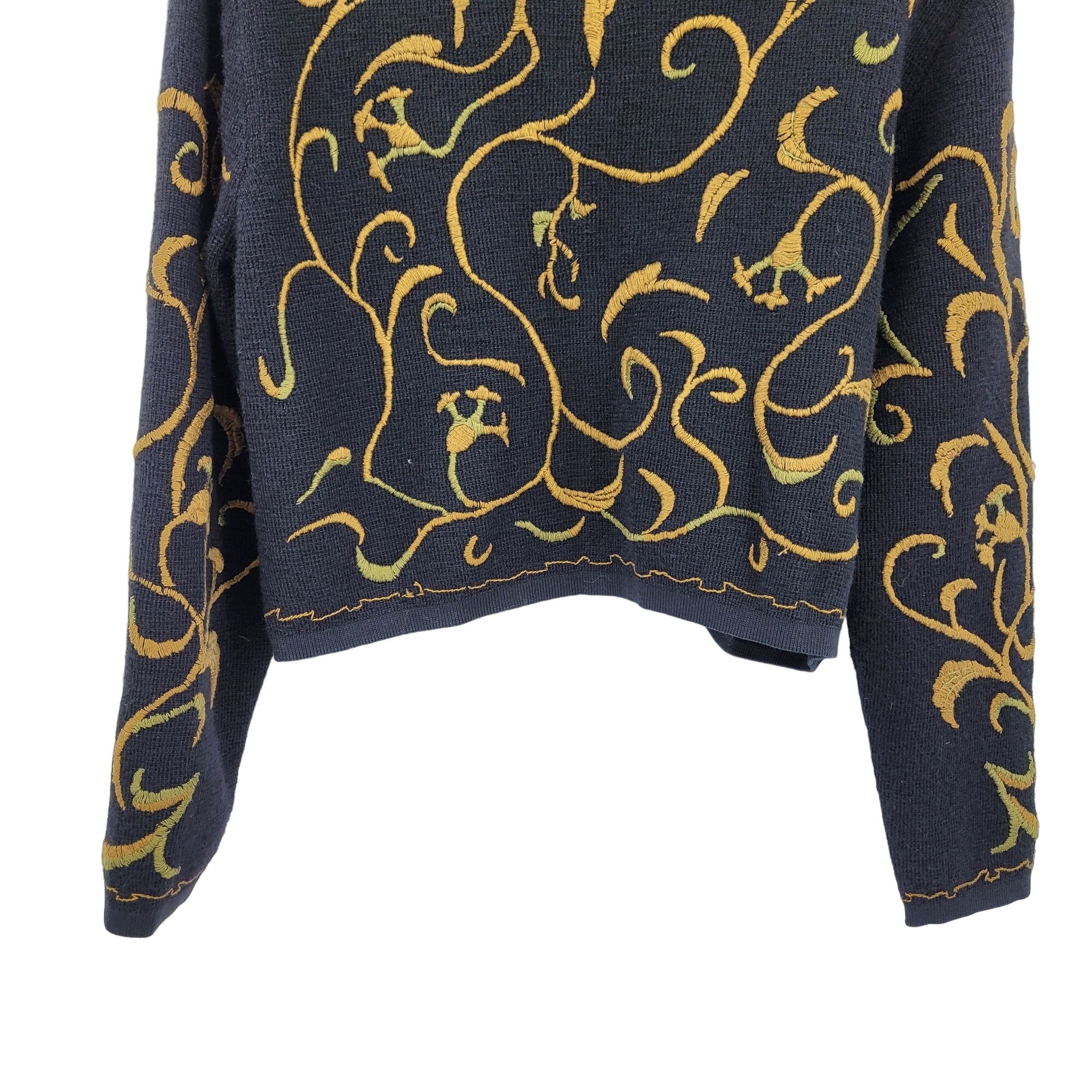 Peruvian Connection Cardigan Embroidered Cropped Artsy Matador Bolero Black M by Peruvian Connection - Image 8
