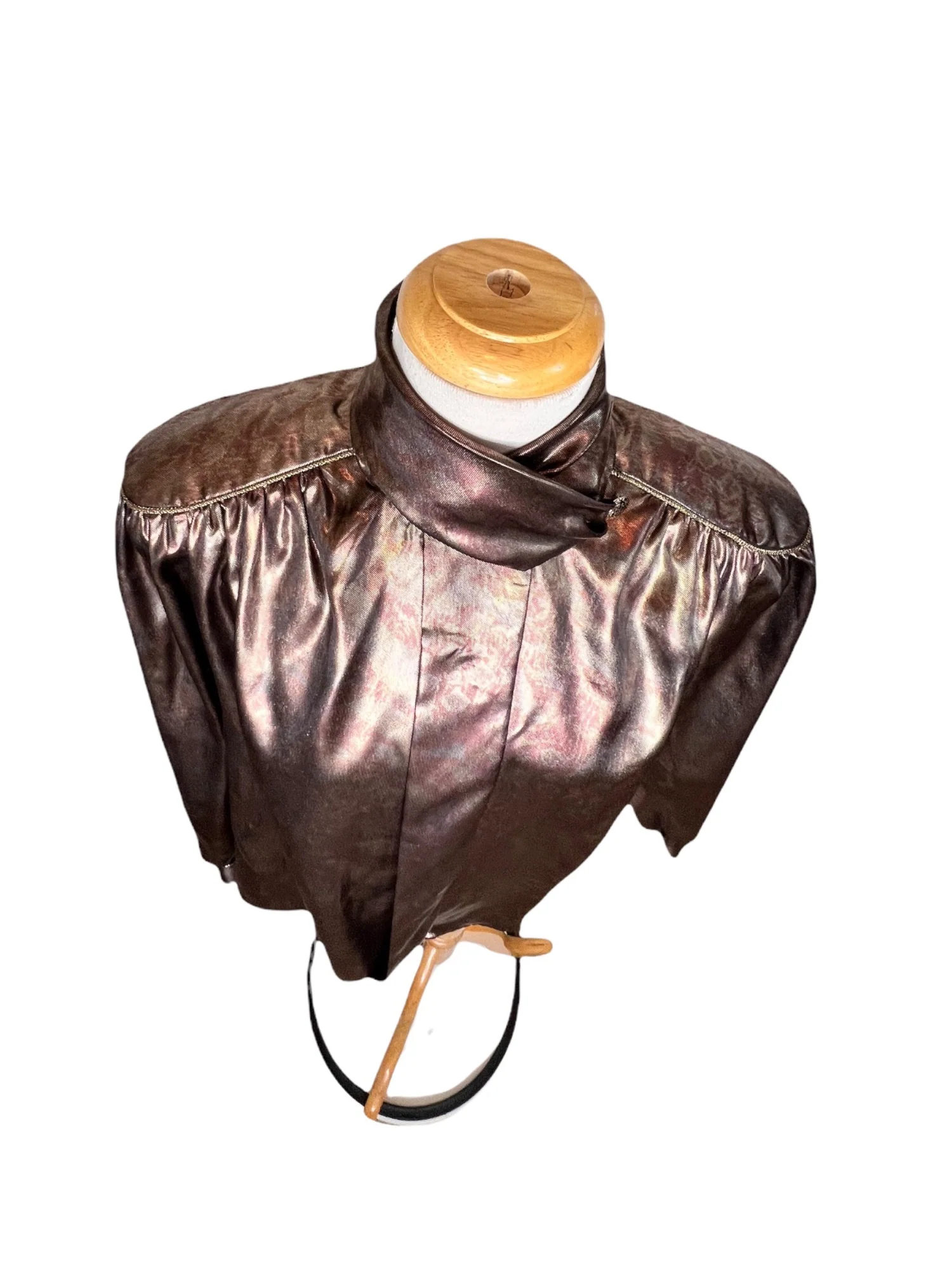 Peters and Ashley 80s Metallic Roll Neck Blouse Military Shoulders by Peters And Ashley - Image 8