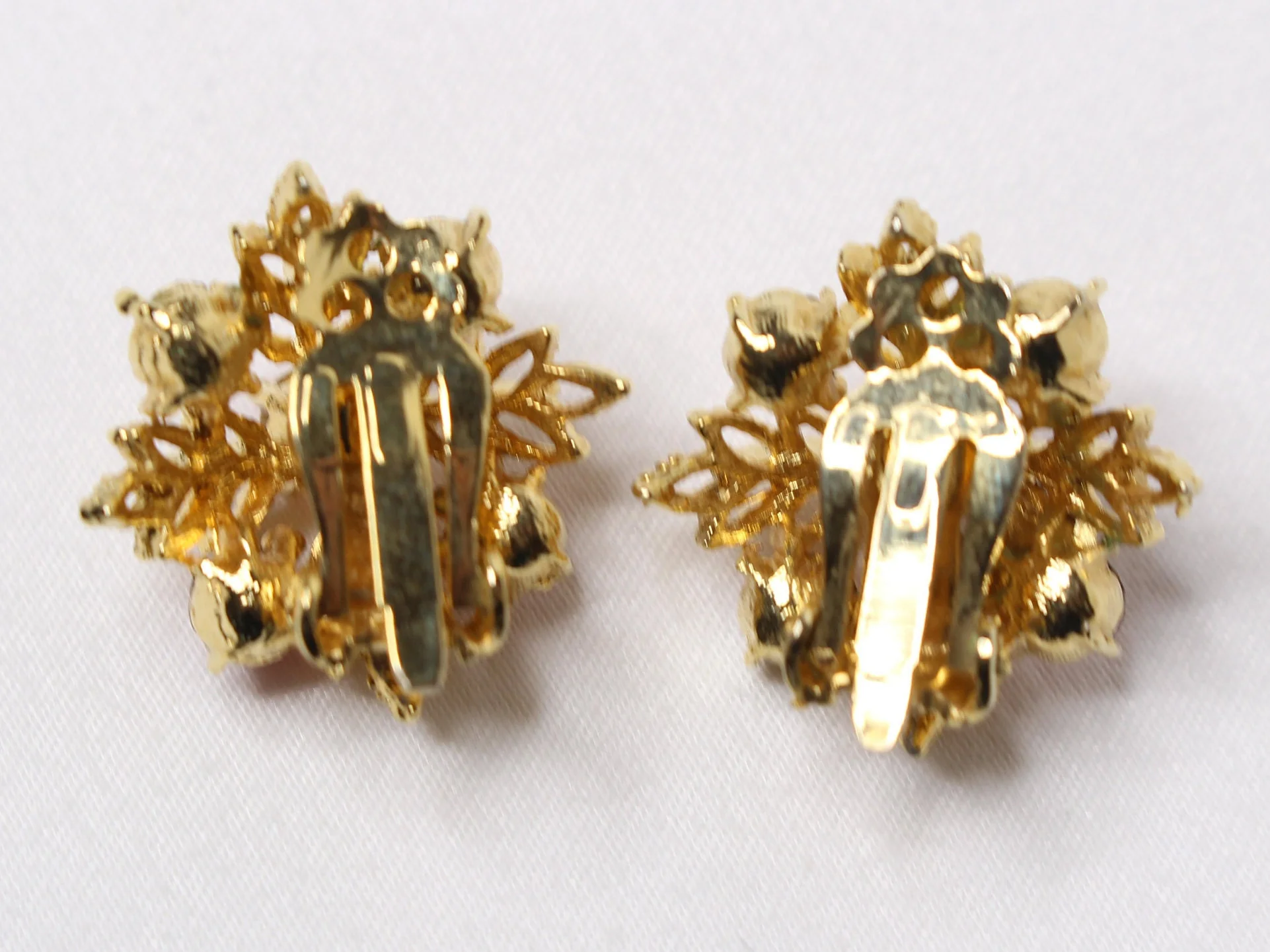 Petite Pink Crystal Filigree Clip-On Earrings Regency - Image 4