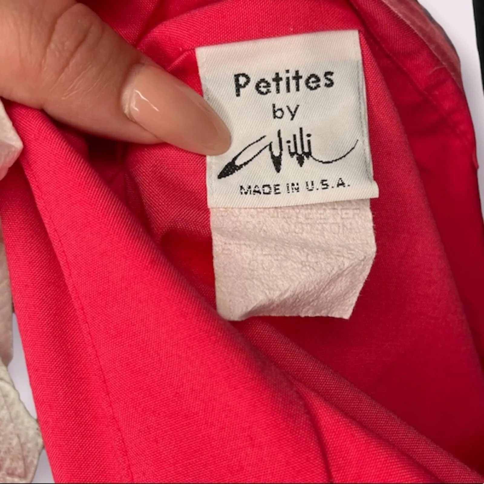 Petites Vintage Hot Pink Magenta 80s Does 60s Sheath Cotton Dress Checked Embroidery Size 6 Small - Image 5