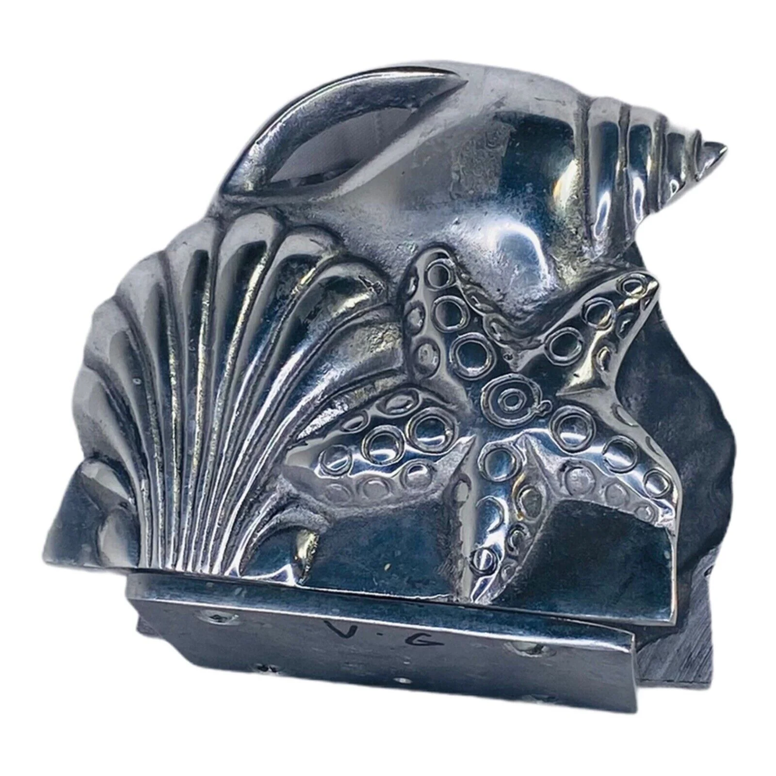 Pewter Seashell Starfish Conch Napkin Holder Handmade - Image 2