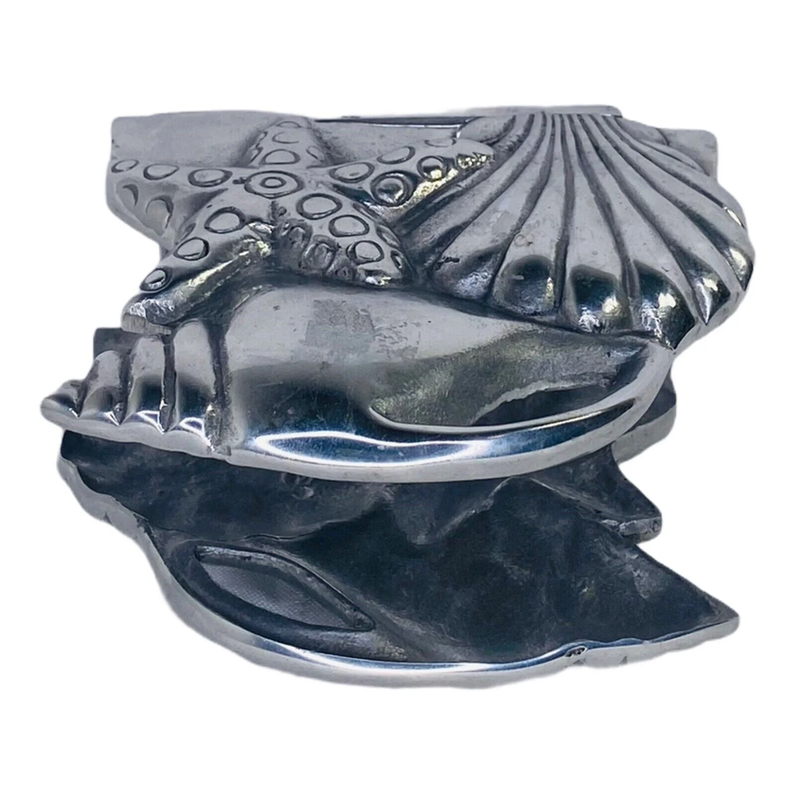 Pewter Seashell Starfish Conch Napkin Holder Handmade - Image 5