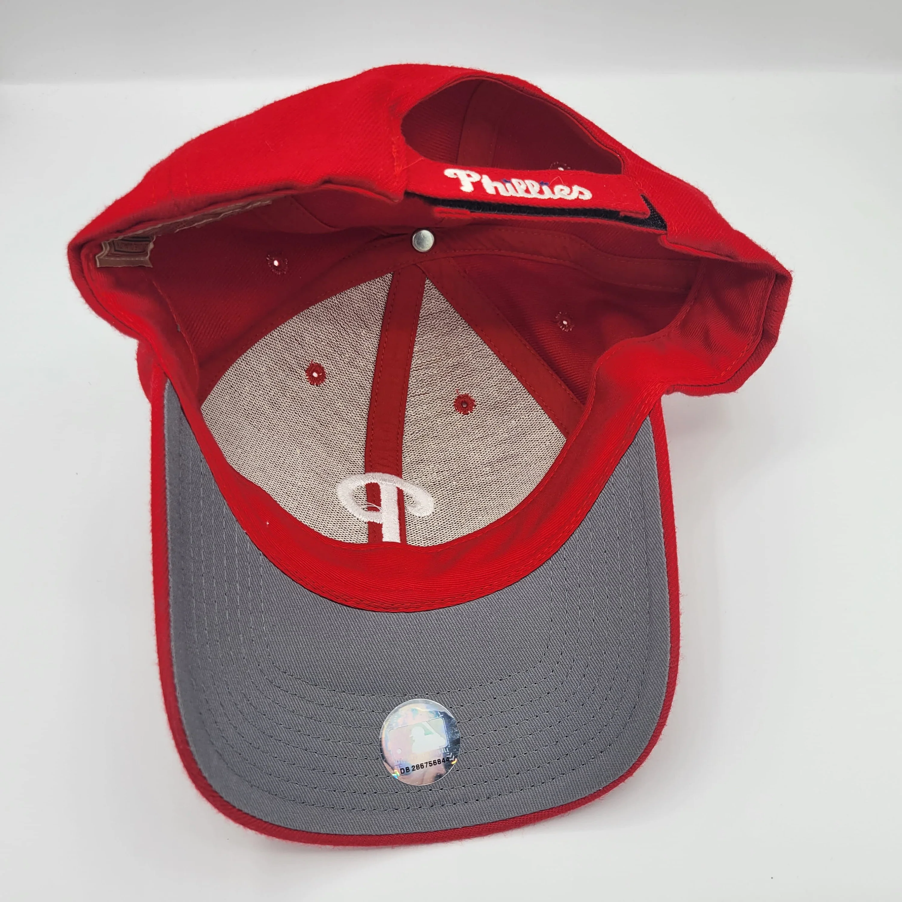 Philadelphia Phillies Vintage Twins Baseball Hat Velcro Strapback Mlb Red Wool Blend Cap - Image 4