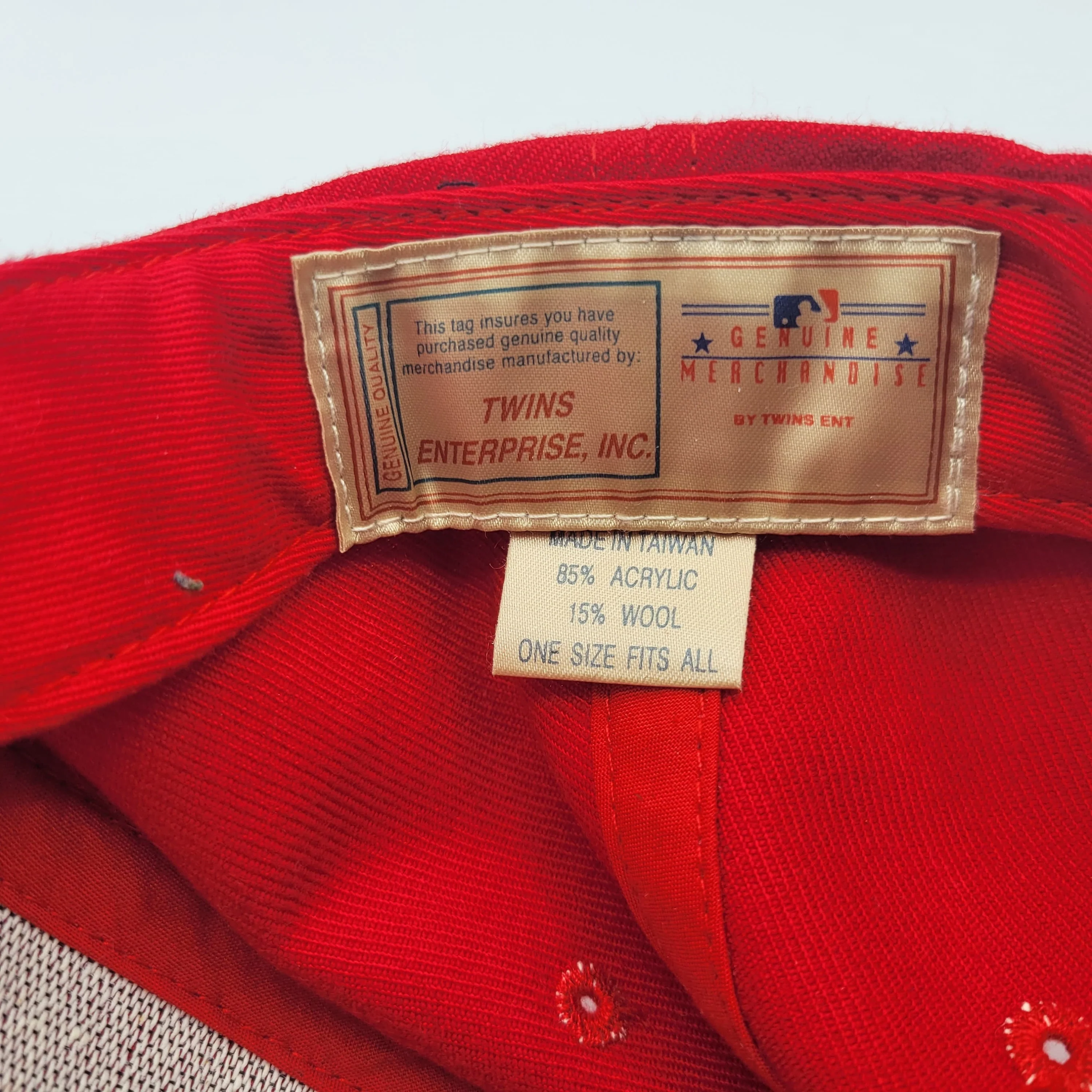 Philadelphia Phillies Vintage Twins Baseball Hat Velcro Strapback Mlb Red Wool Blend Cap - Image 5