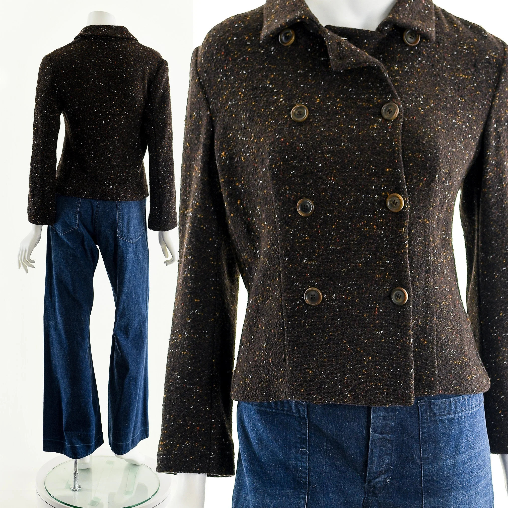 Piazza Sempione Marled Brown Knit Blazer by Piazza Sempione - Image 4