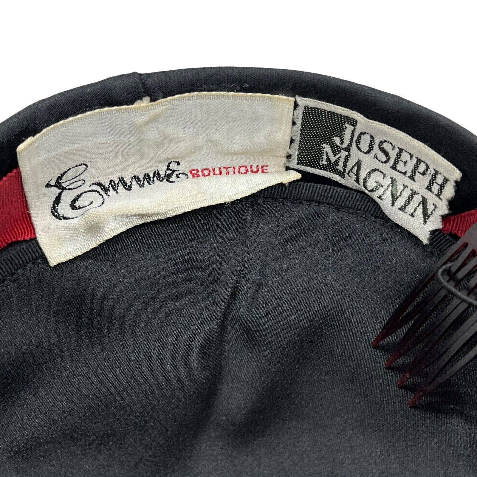Pill Box Hat Size 7 Black Circa 40s 50s Women's Retro Secretary by Joseph Magnin - Image 10