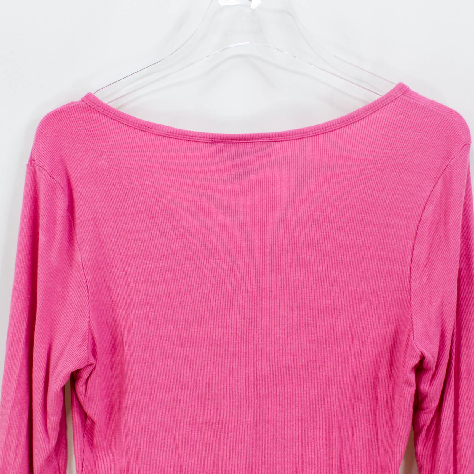 Pink Long Sleeve Vintage 00s Ribbed Henley Blouse by INC International Concepts - Image 6
