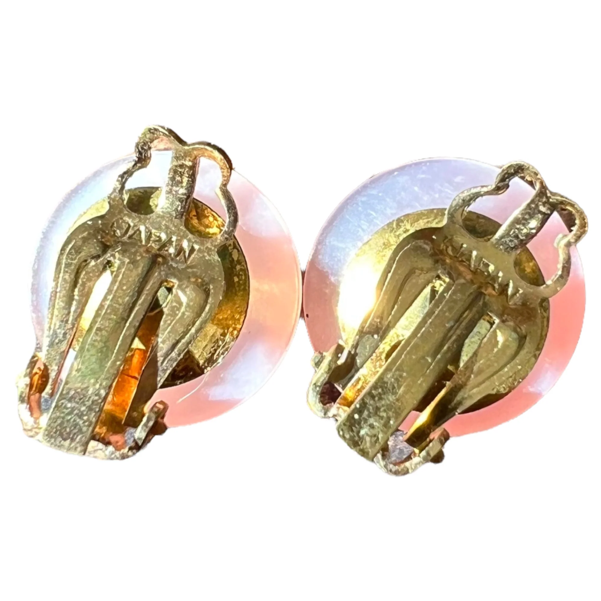 Pink Moonbeam Gold Tone Clip On Earrings Japan - Image 6
