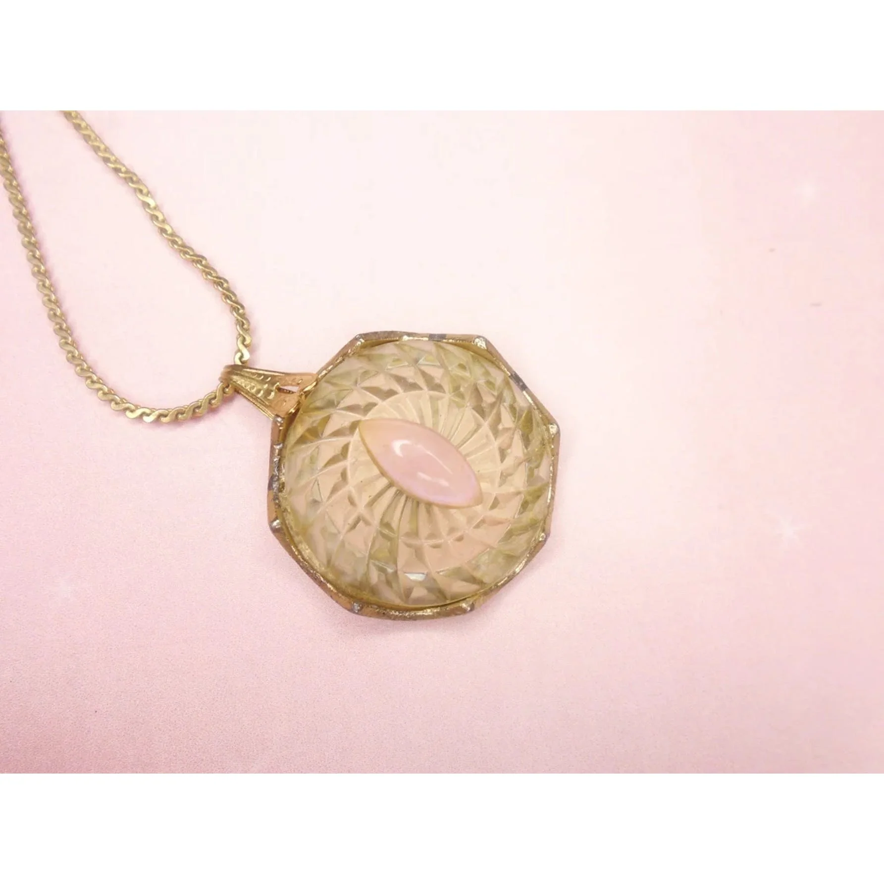 Pink Pendant Choker Necklace Made With Vintage - Image 6