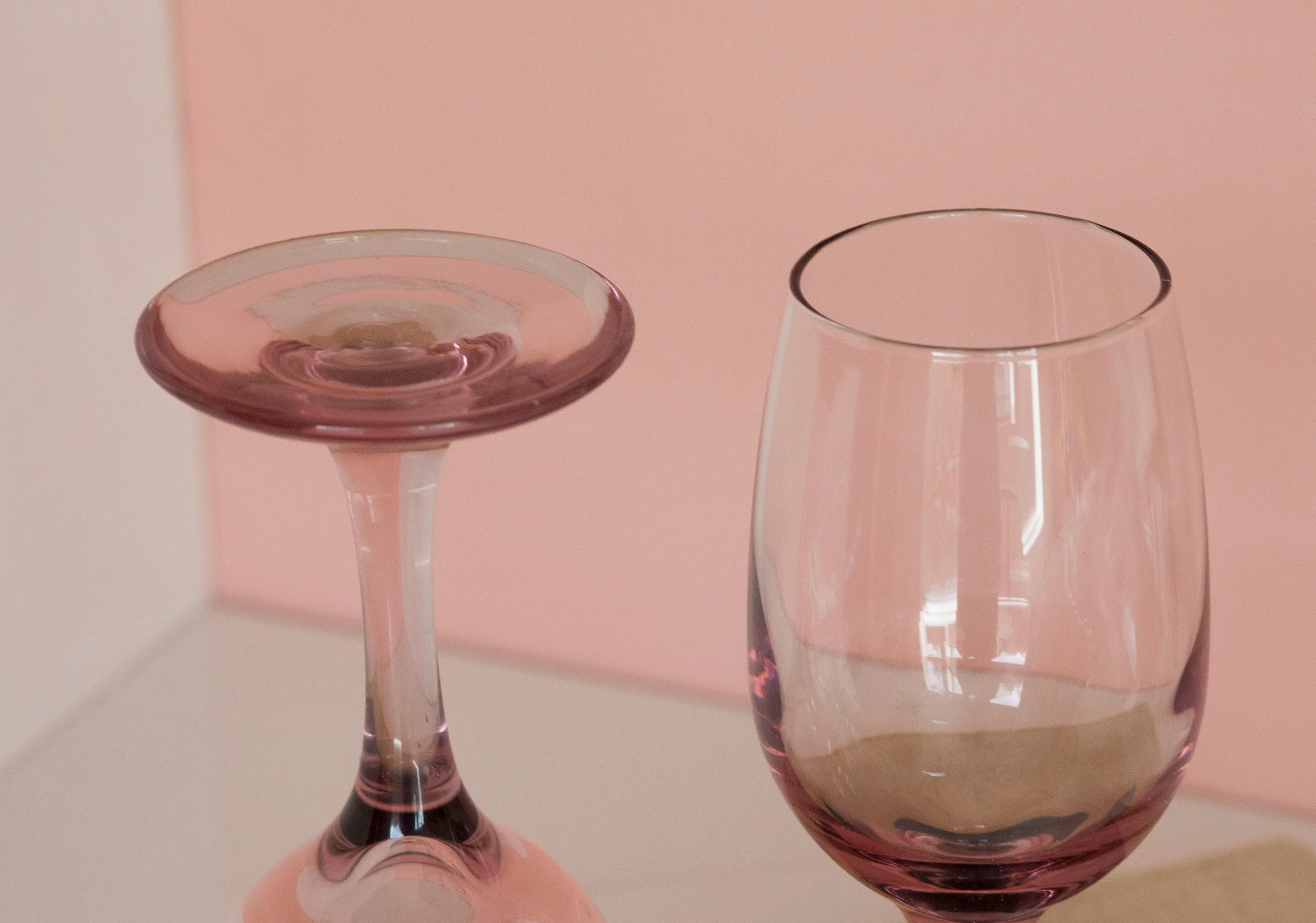Pink Purple Wine Glasses Pair of Two 8 Ounce Minimal Champagne Glasses - Image 10