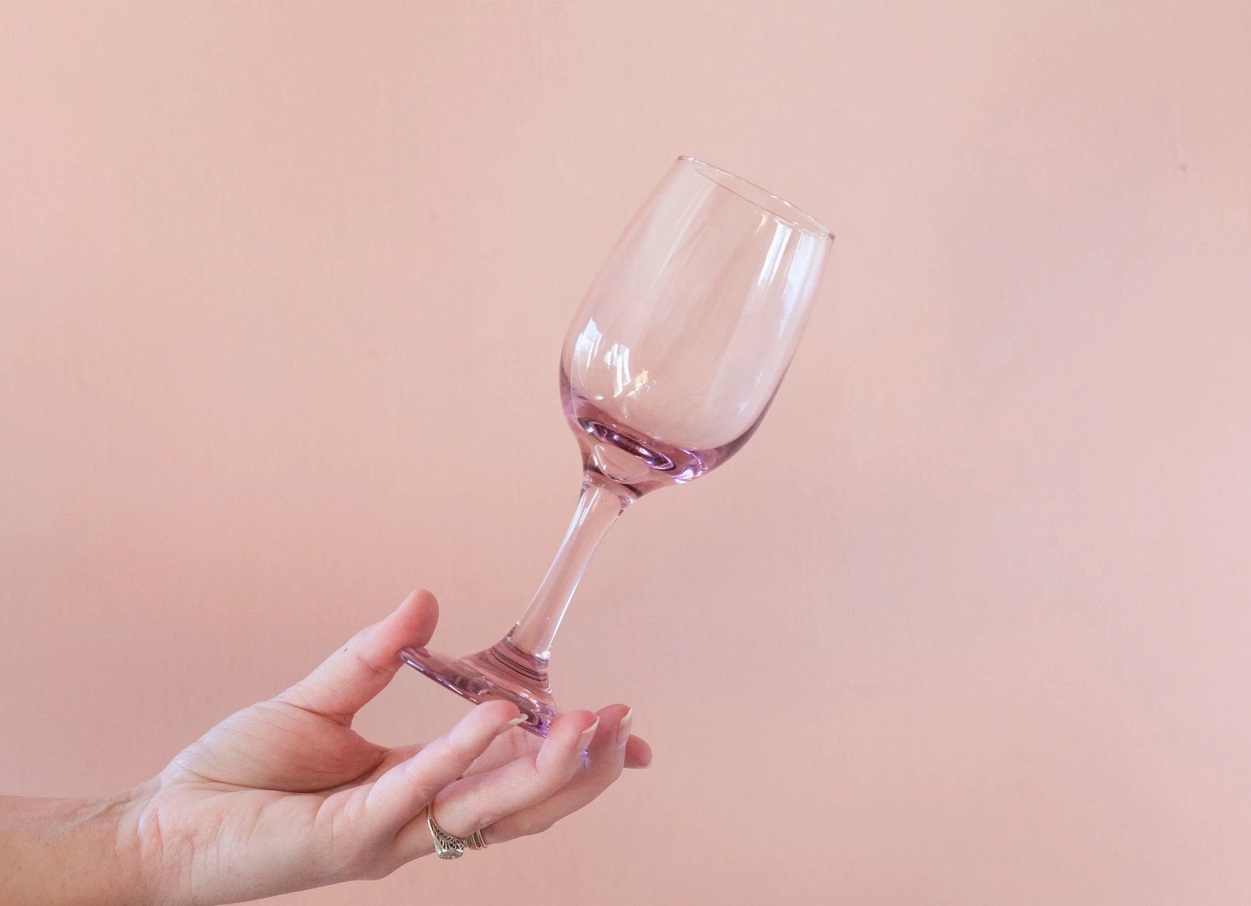 Pink Purple Wine Glasses Pair of Two 8 Ounce Minimal Champagne Glasses - Image 2