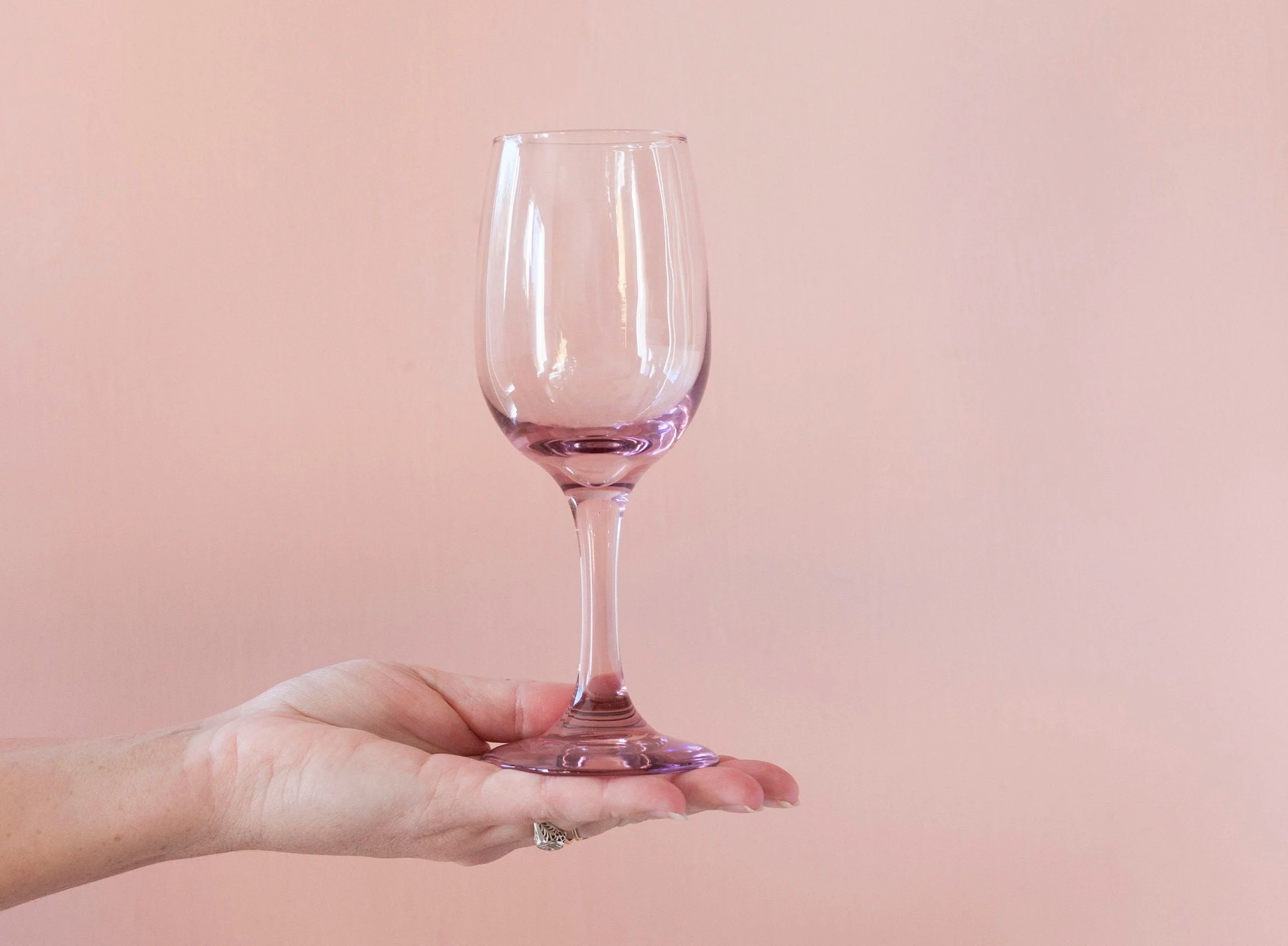 Pink Purple Wine Glasses Pair of Two 8 Ounce Minimal Champagne Glasses - Image 3