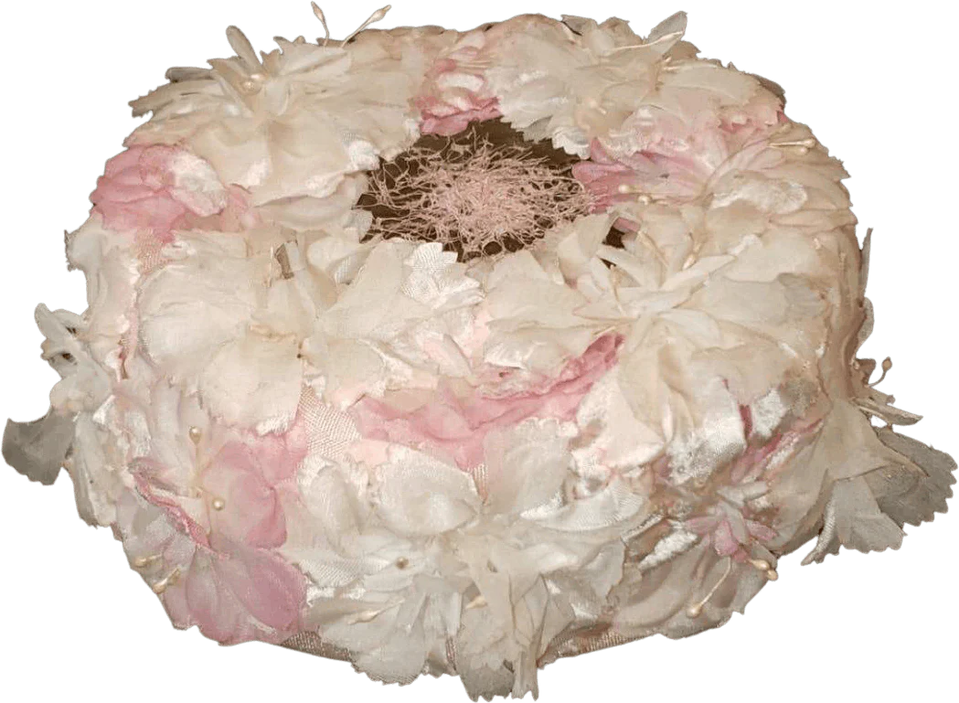 Pink Silk Flower Pillbox Hat - Image 2