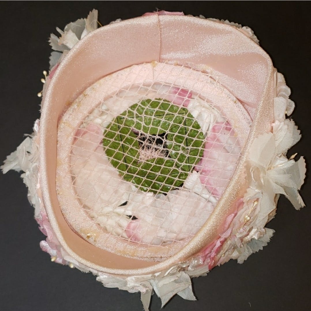 Pink Silk Flower Pillbox Hat - Image 3