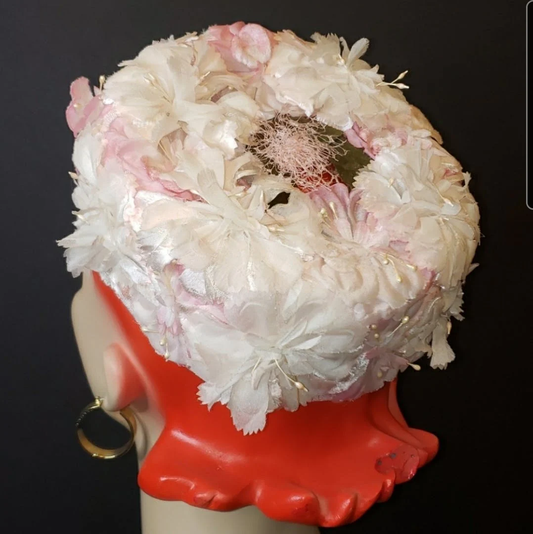 Pink Silk Flower Pillbox Hat - Image 8