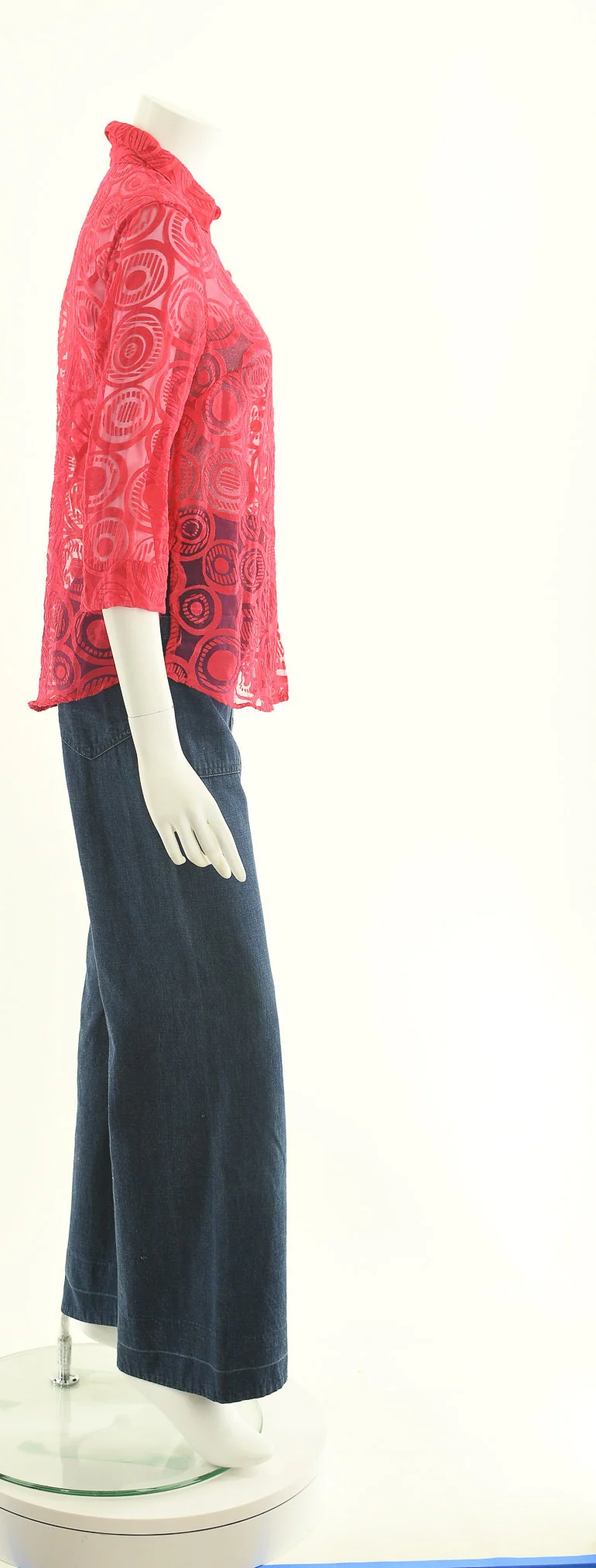 Pink Velvet Swirl Burnout Sheer Blouse - Image 5