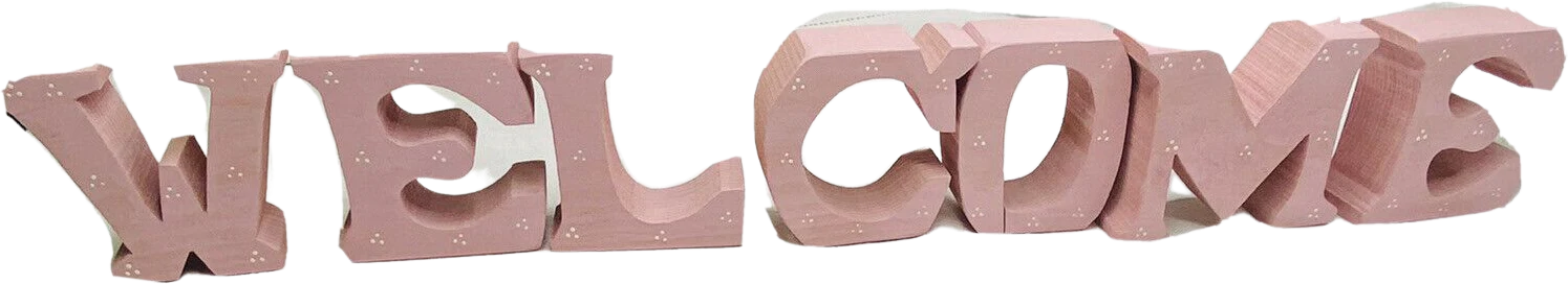 Pink Wood Welcome Baby Girl Letter Cutout Standing Block Letters Decor
