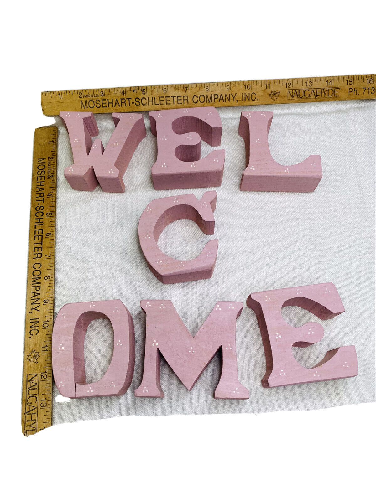 Pink Wood Welcome Baby Girl Letter Cutout Standing Block Letters Decor - Image 6
