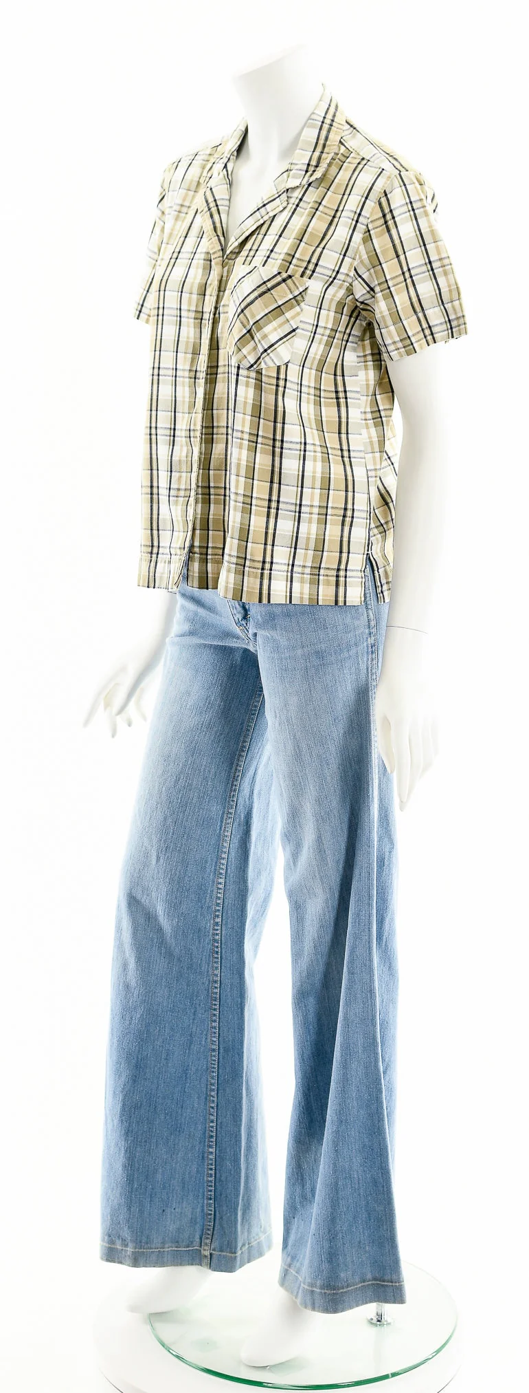 Plaid Cropped Cotton Button Up - Image 10