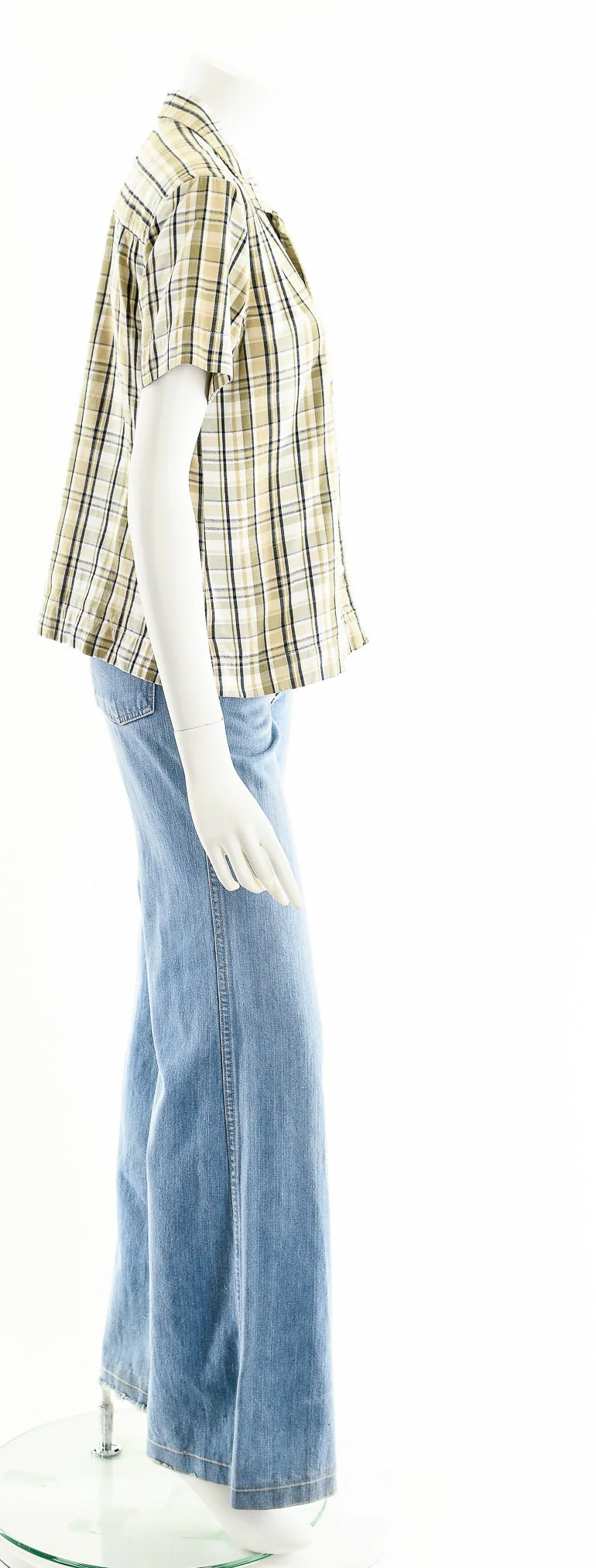 Plaid Cropped Cotton Button Up - Image 5
